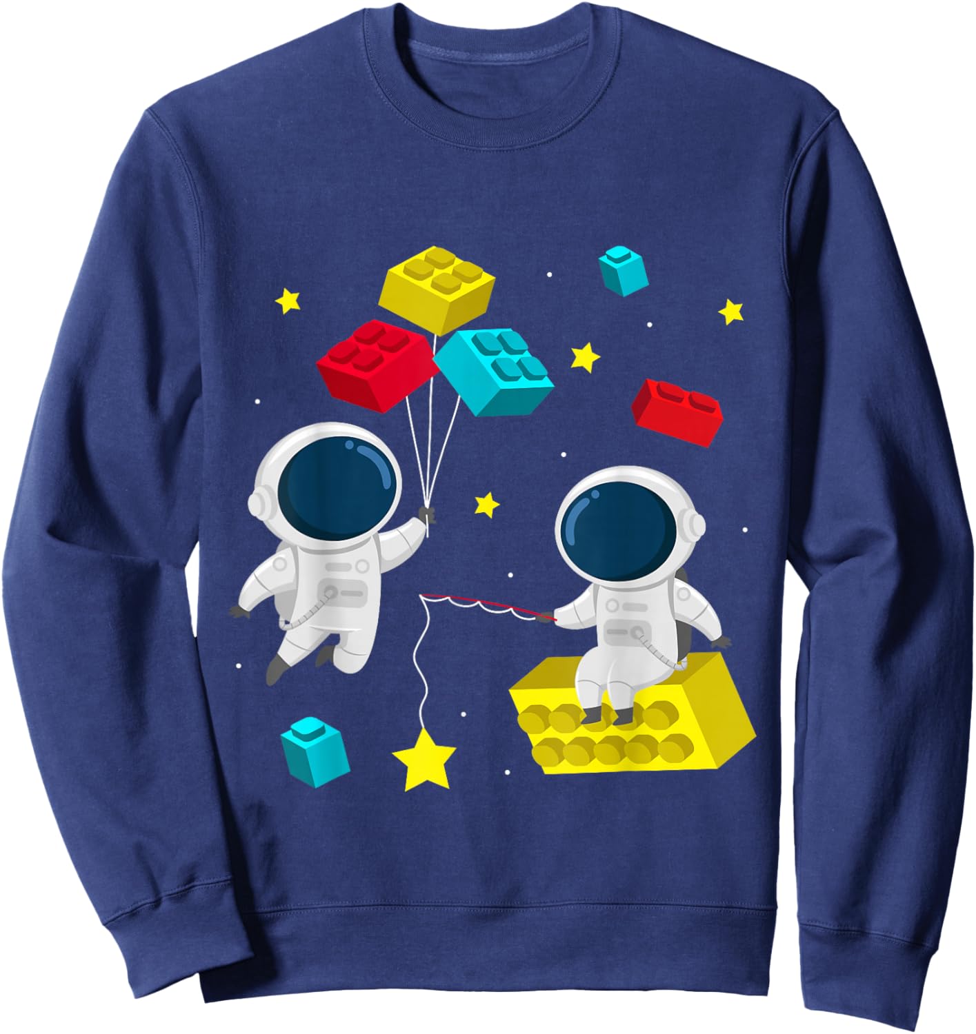 Space Astronaut Building Blocks Bricks Sweatshirt - Sweatshirt | Navy