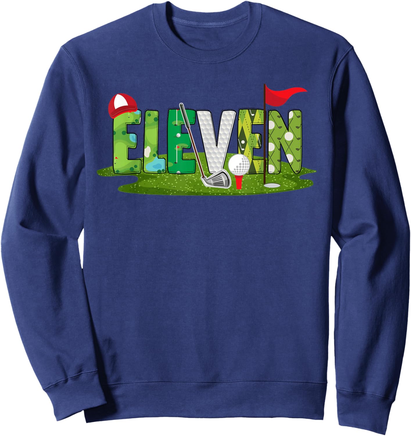 11th Birthday Golf Theme 11 Year Old Kids Sport Party Sweatshirt - Sweatshirt | Navy
