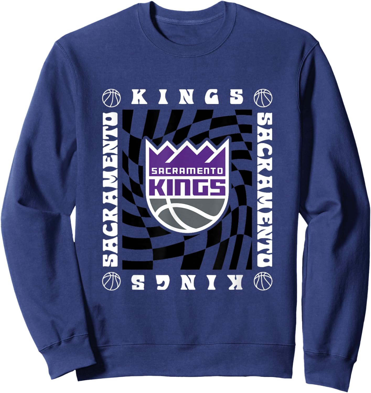 NBA Sacramento Kings Retro Checkerboard Wave Sweatshirt - Sweatshirt | Navy