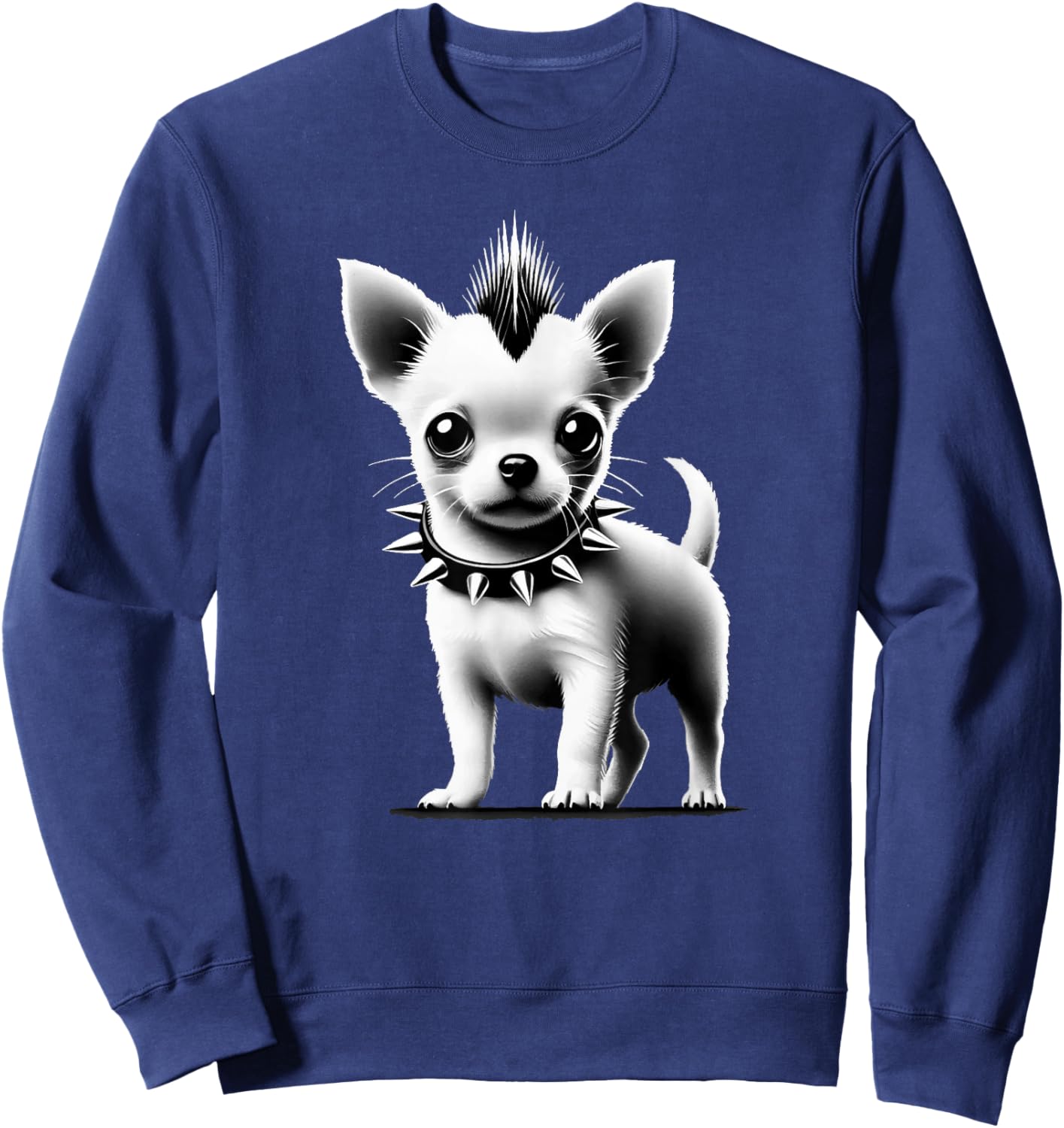 Cute Little Punk Chihuahua, Puppy Dog Face, Funny Rock Goth Sweatshirt - Sweatshirt | Navy
