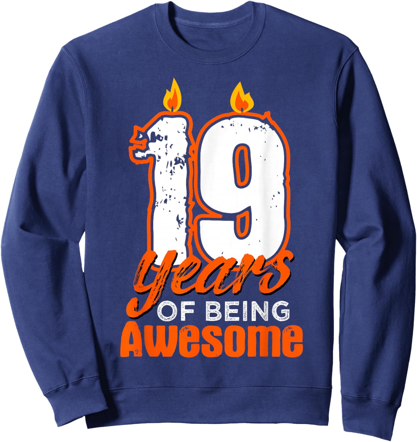 Candle 19 Birthday Party Wishes Cake Decoration Candlelight Sweatshirt - Sweatshirt | Navy