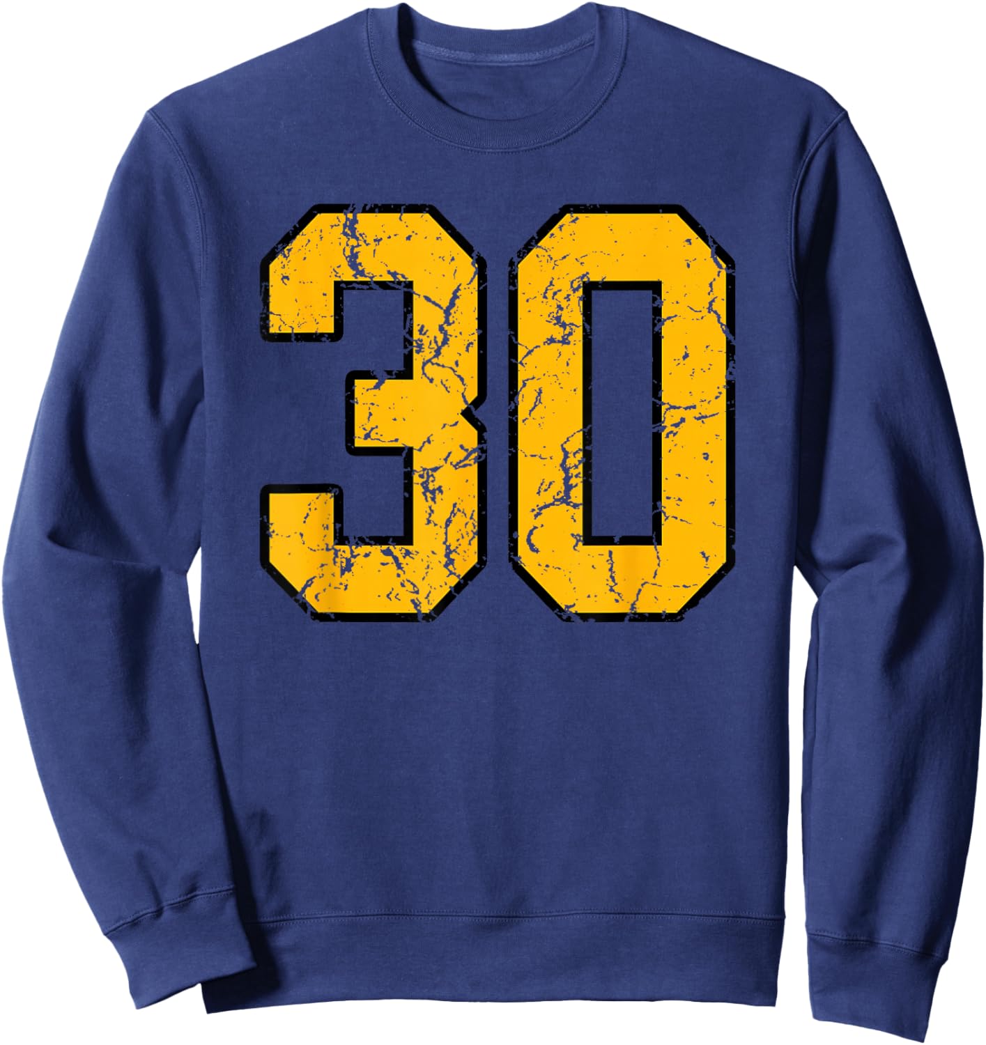 Gold and Black Sports Number 30 Jersey Uniform Player Sweatshirt - Sweatshirt | Navy