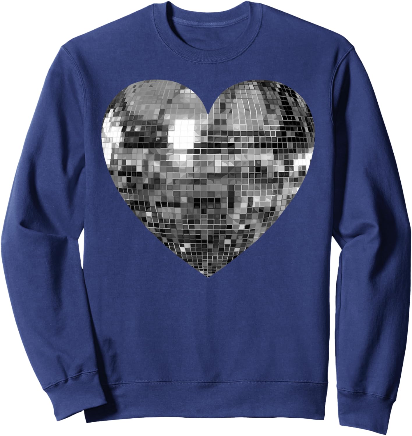 Silver Disco Ball Heart Sweatshirt - Sweatshirt | Navy