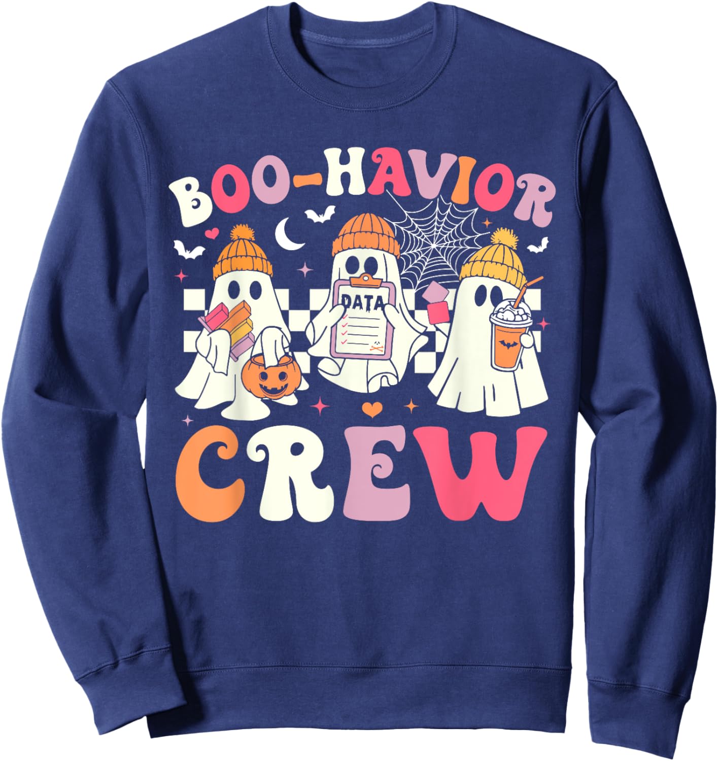 Retro Boo-Havior Crew Behavior Analyst Halloween ABA RBT Sweatshirt - Sweatshirt | Navy