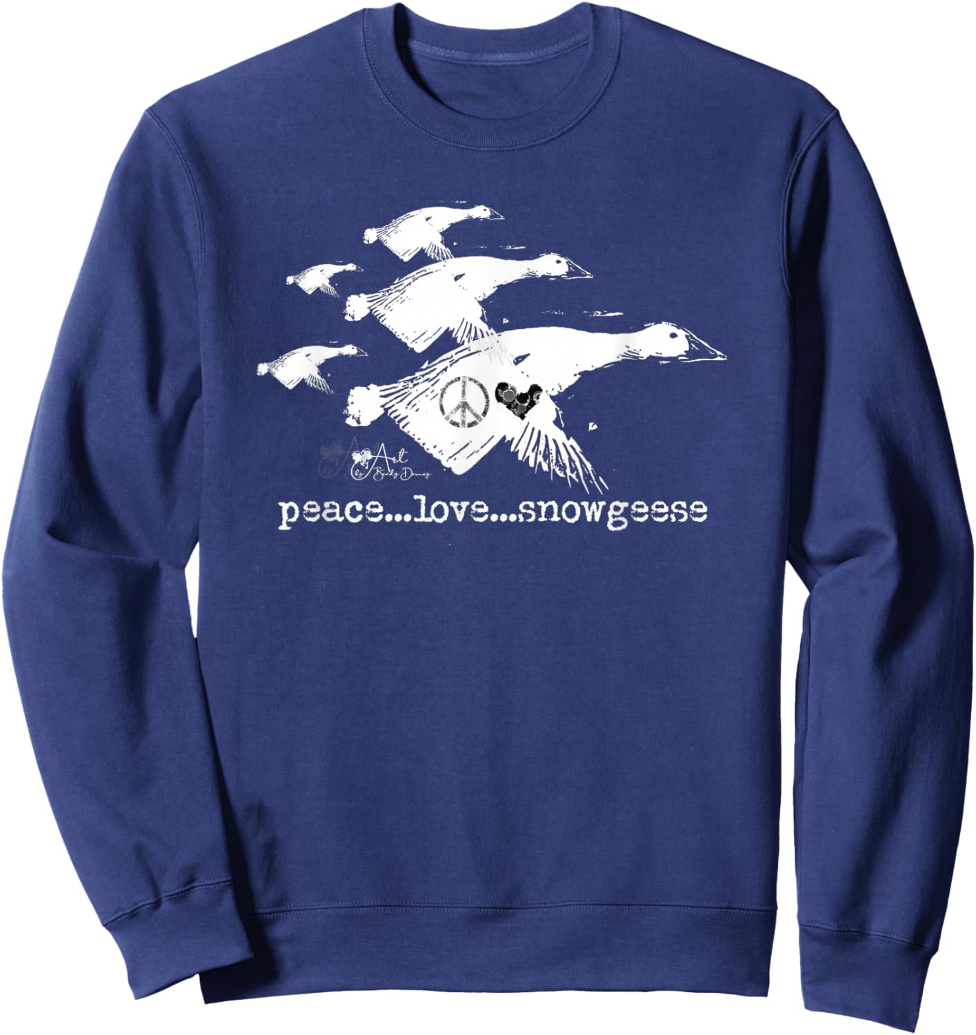 Peace Love Snowgeese Silhouette Design Sweatshirt - Sweatshirt | Navy