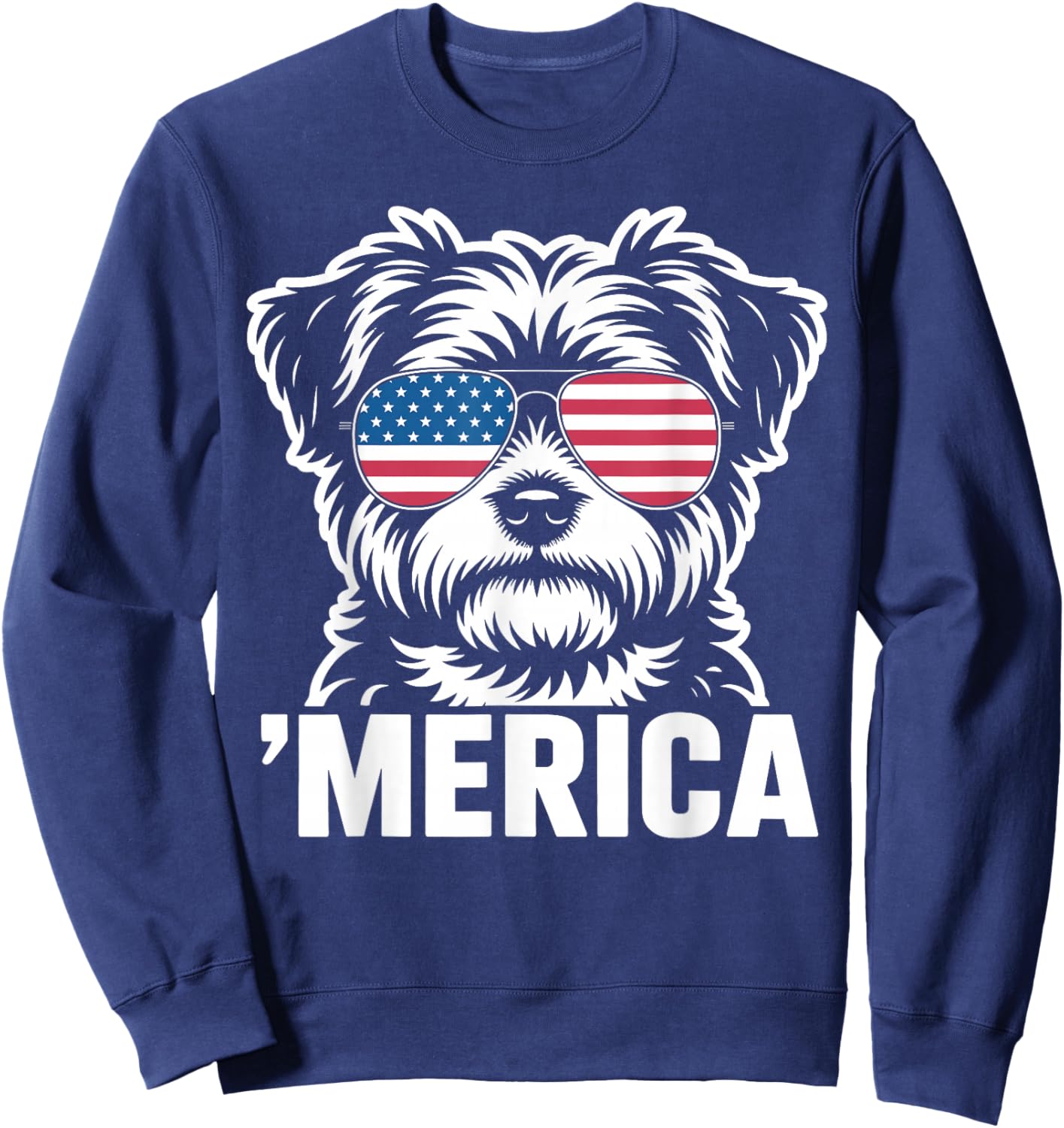 Patriotic USA American Flag 4th of July Morkie Sweatshirt - Sweatshirt | Navy