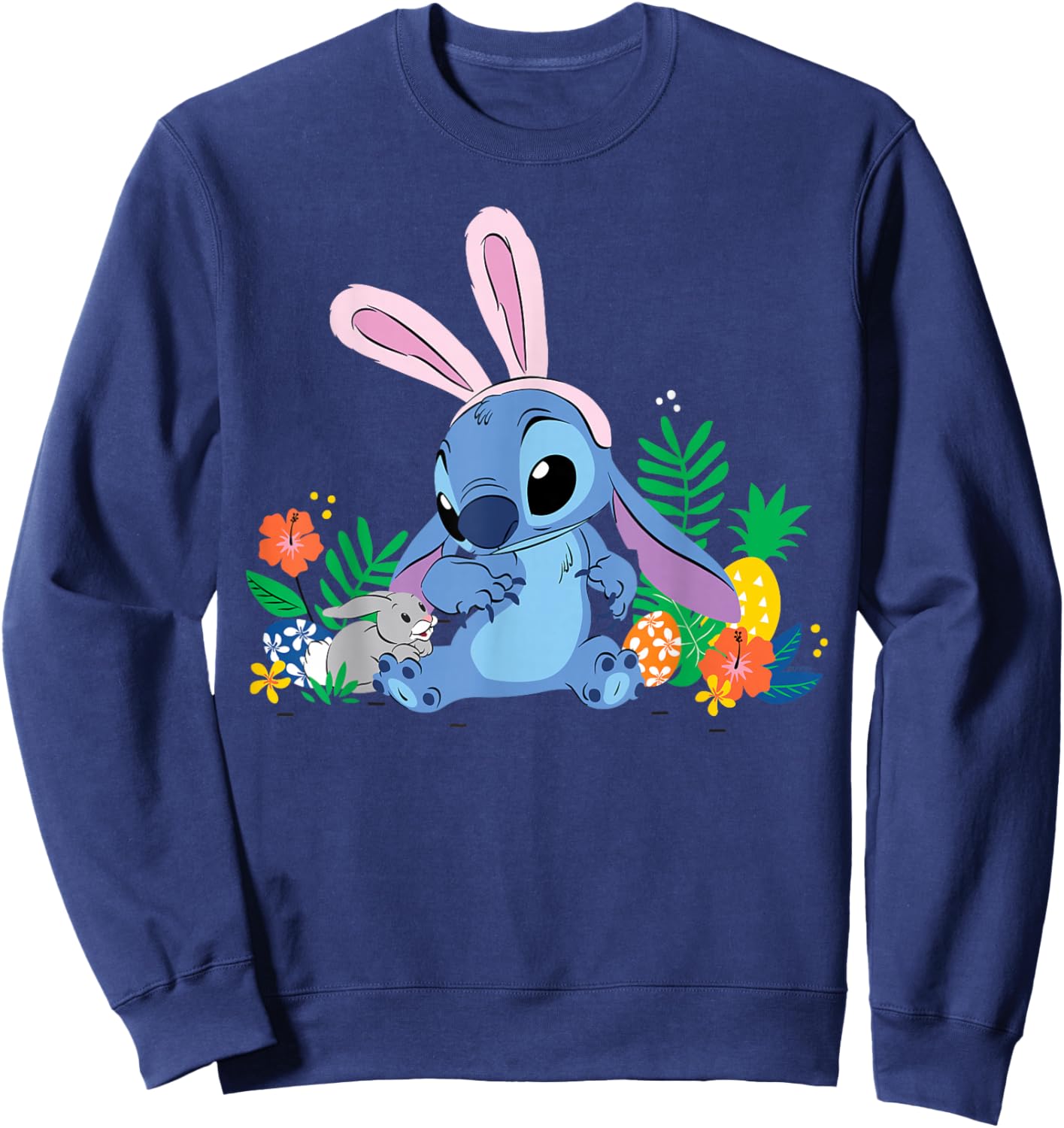 Disney Stitch Easter Bunny Ears & Eggs Tropical Spring Pals Sweatshirt - Sweatshirt | Navy