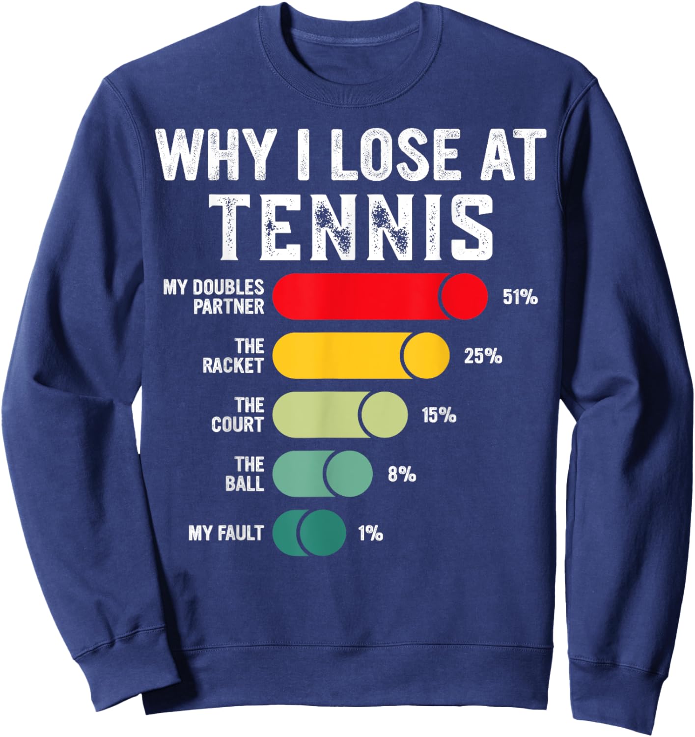Why I Lose At Tennis Humor Tennis Player Lover Quote Sweatshirt - Sweatshirt | Navy