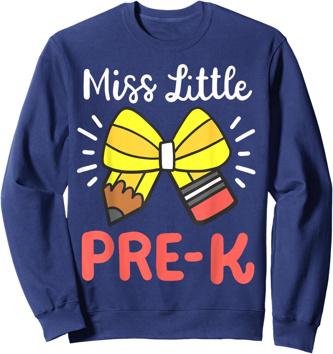 Little Miss Pre K Pencil Bow Back To School Girls Toddlers Sweatshirt - Sweatshirt | Navy