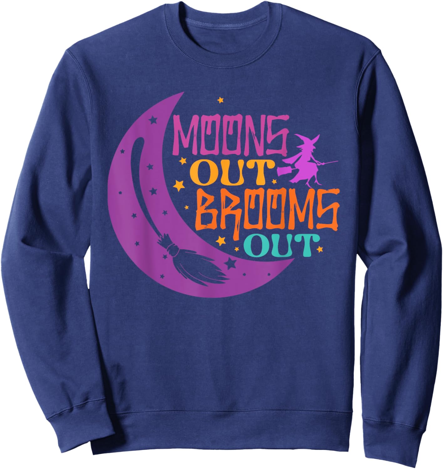 Moons Out Brooms Out Halloween Sweatshirt - Sweatshirt | Navy