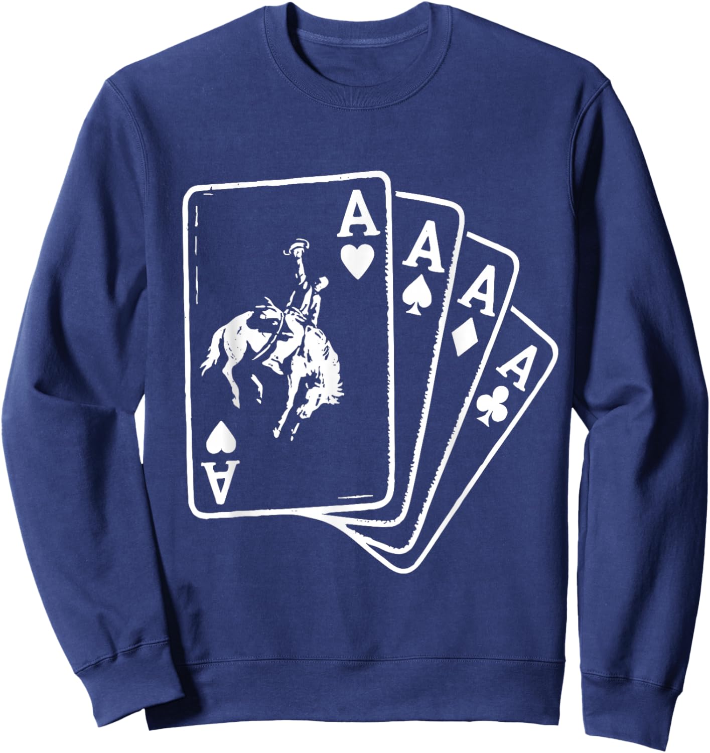Cowboy Ace Card Western Rodeo Poker Sweatshirt - Sweatshirt | Navy