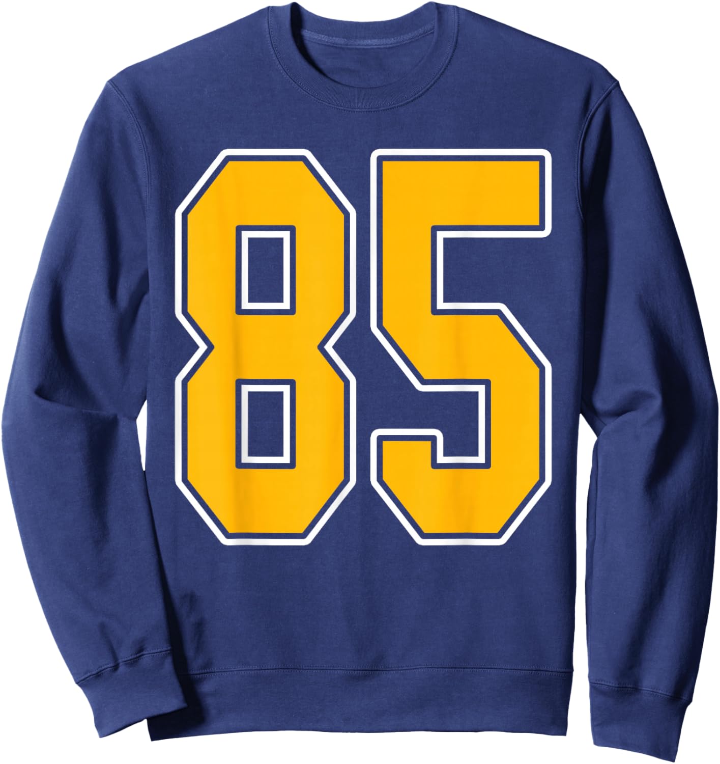 Gold and White Sports Number 85 Jersey Uniform Player Sweatshirt - Sweatshirt | Navy