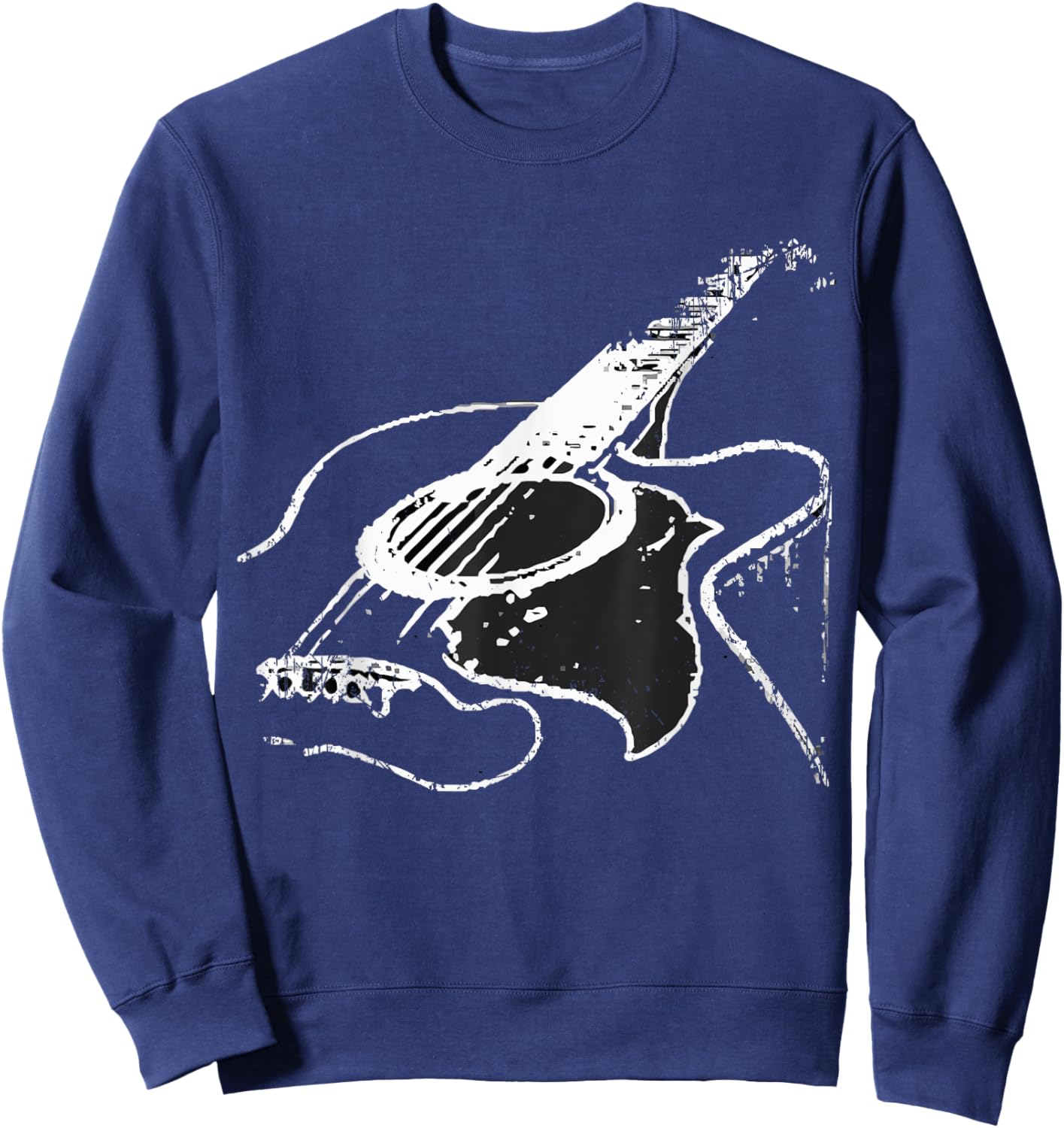 Vintage Guitar Acoustic Guitarist Blues Rock Hard Rock Pop Sweatshirt - Sweatshirt | Navy