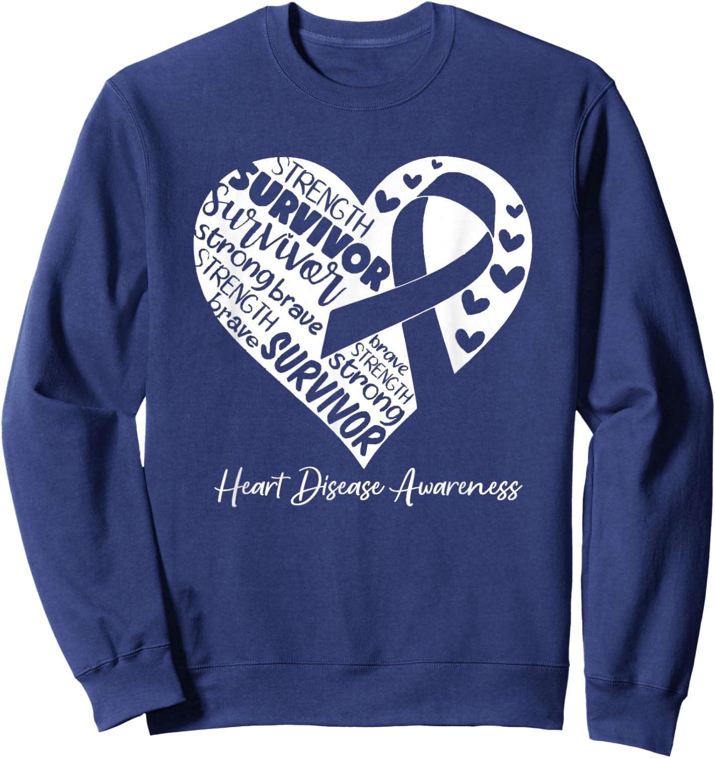I'm A Survivor Heart Disease Awareness Red Ribbon CHD Heart Sweatshirt - Sweatshirt | Navy