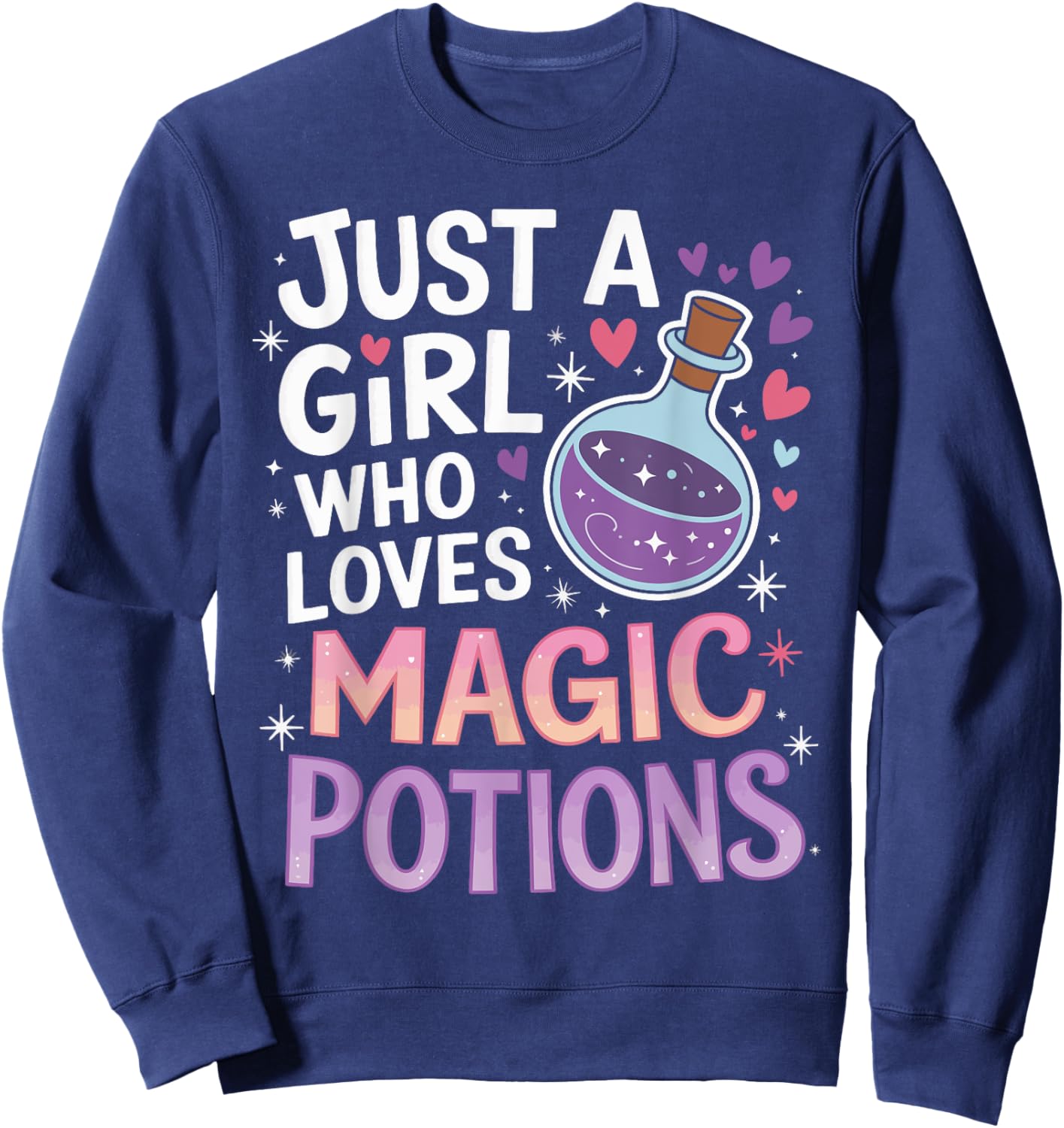 Just A Girl Who Loves Magic Potion Funny Halloween Girls Sweatshirt - Sweatshirt | Navy