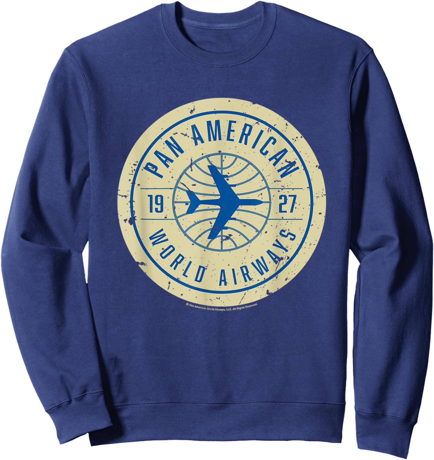 Pan Am 1927 World Airways Plane Badge Logo Sweatshirt - Sweatshirt | Navy