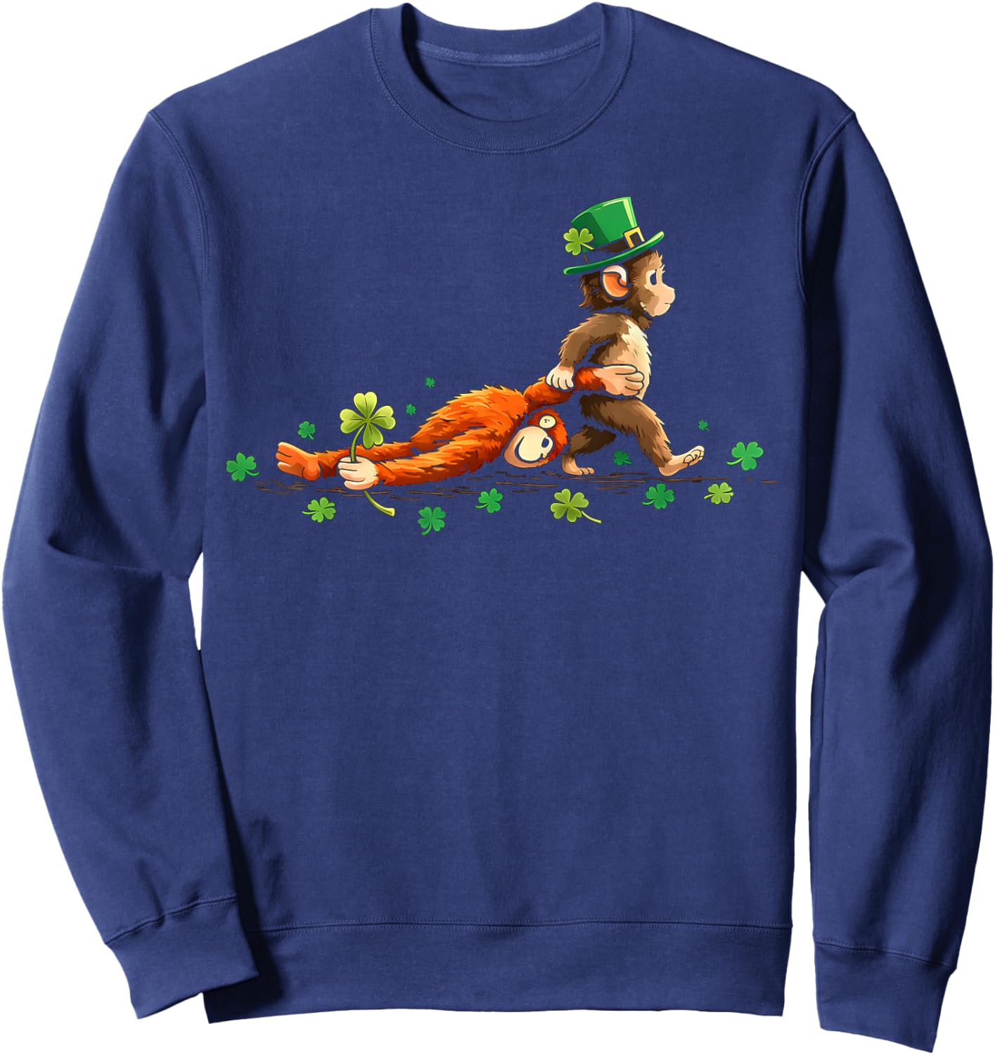 Monkey Punch Meme Little Punch Toy St Patricks Day Shamrock Sweatshirt - Sweatshirt | Navy