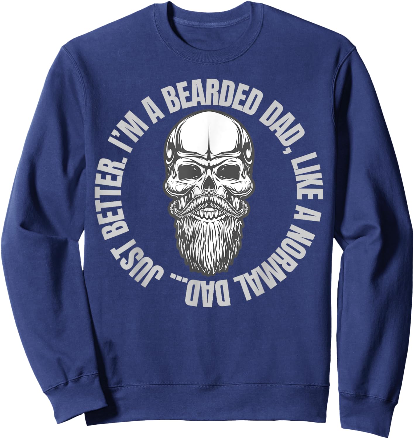 Beard Skull Tattoo Shirt Bearded Dad Gift Power In The Beard Sweatshirt - Sweatshirt | Navy