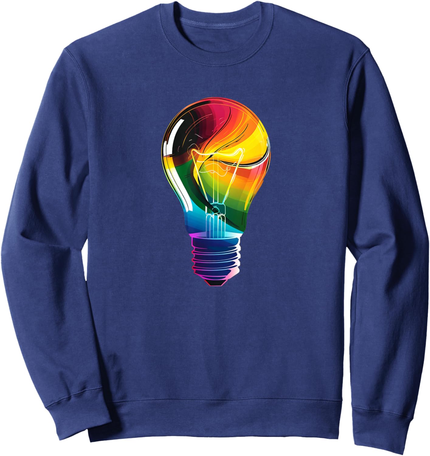 Funny Light Bulb Outfit -Adults Colorful Light Bulb Costume Black Small Classic Fit Short Sleeve Cotton Blend, Polyester Sweatshirt - Sweatshirt | Navy