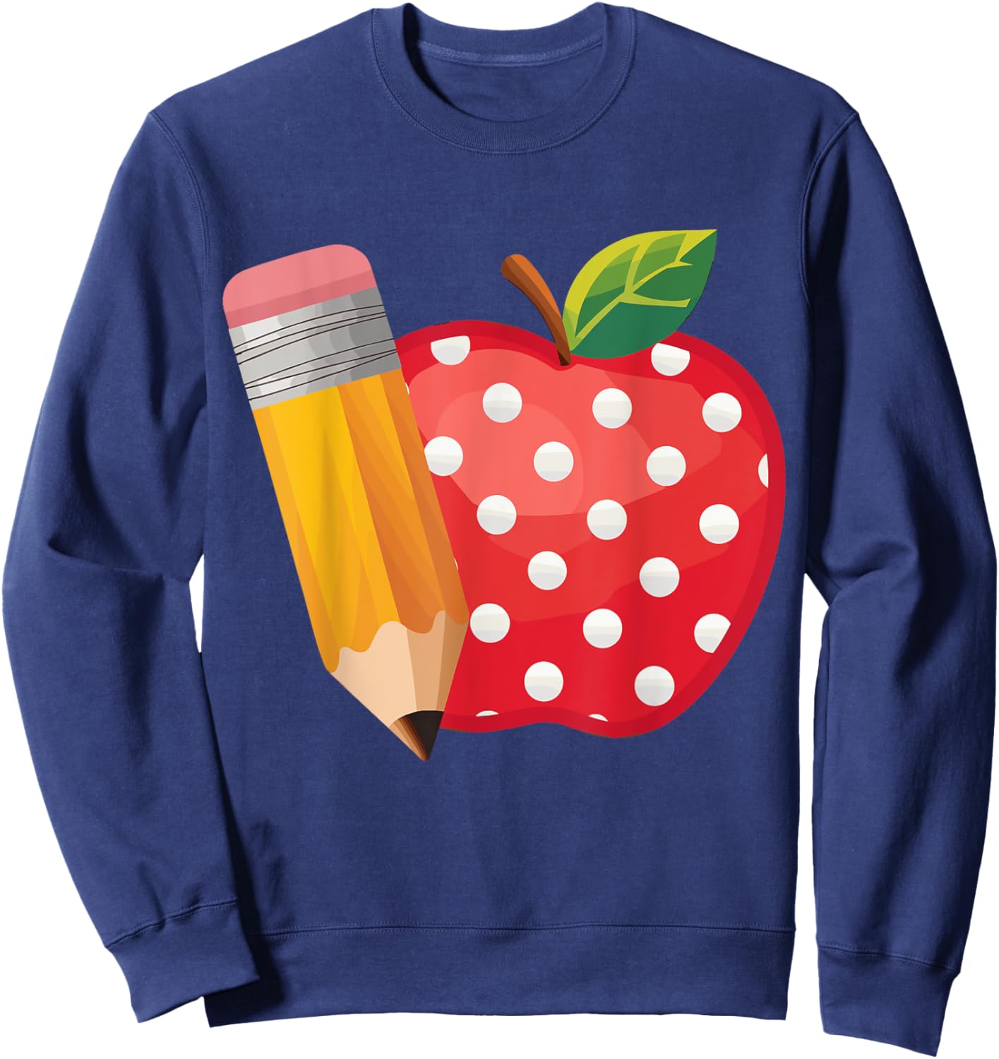 Back to School Pencil and Apple Teacher Student Sweatshirt - Sweatshirt | Navy