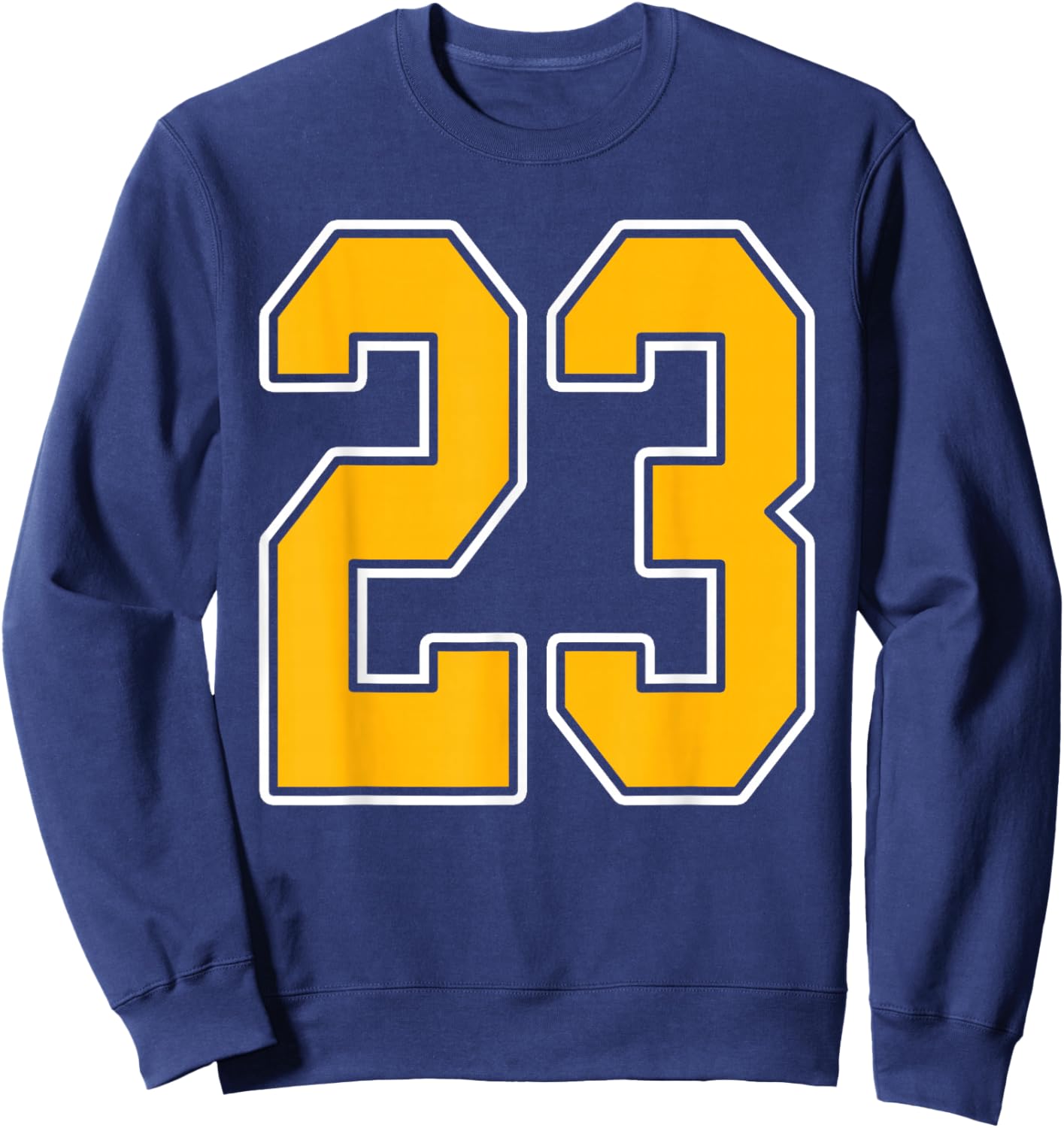 Gold and White Sports Number 23 Jersey Uniform Player Sweatshirt - Sweatshirt | Navy