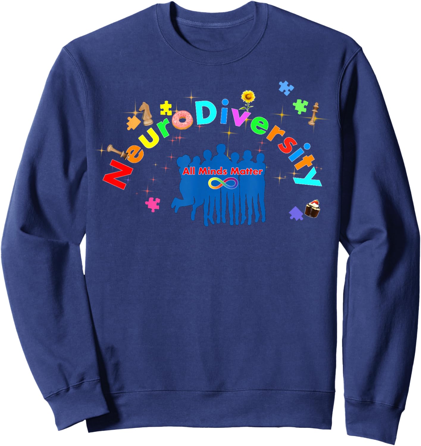 Neurodiversity All Minds Matter Autism Awareness Sweatshirt - Sweatshirt | Navy