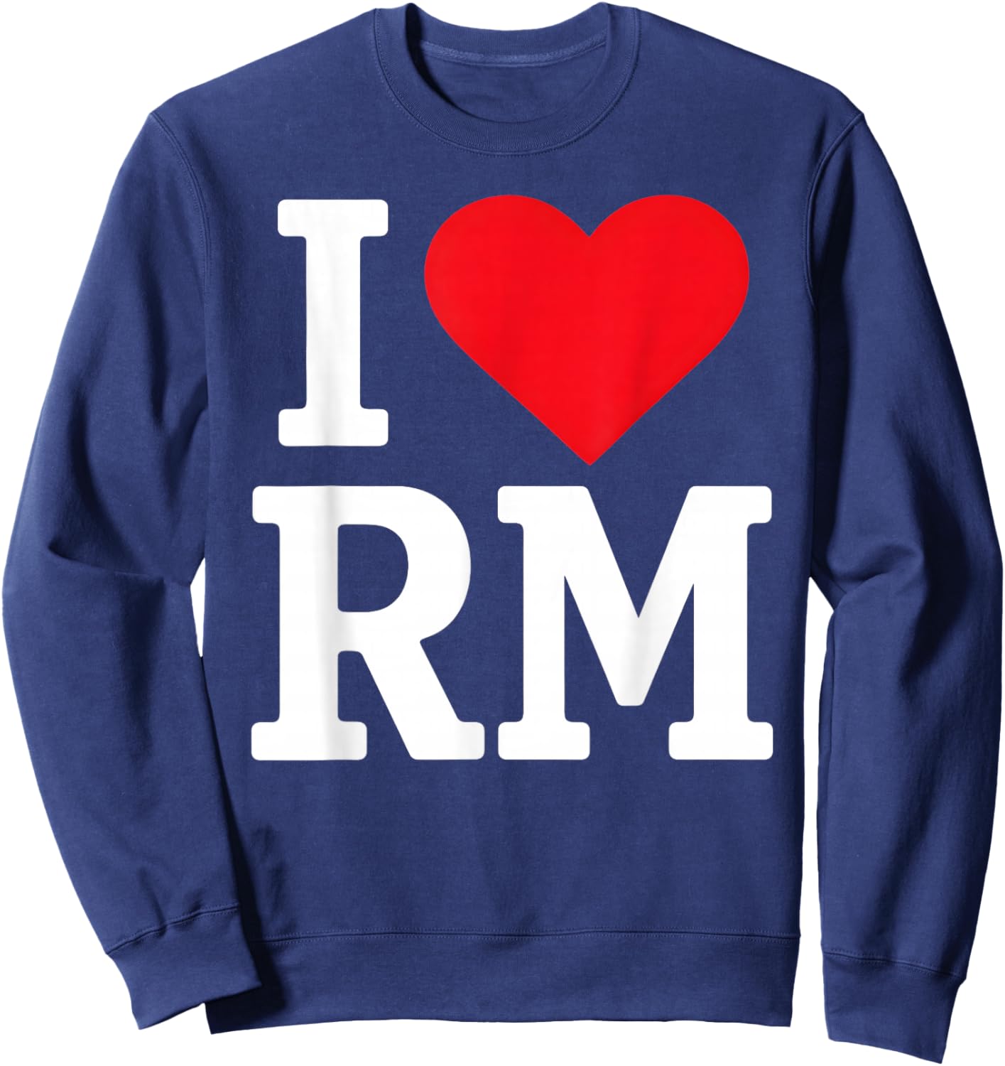 I Love RM Heart Retro Personalized First Name Groovy Sweatshirt - Sweatshirt | Navy