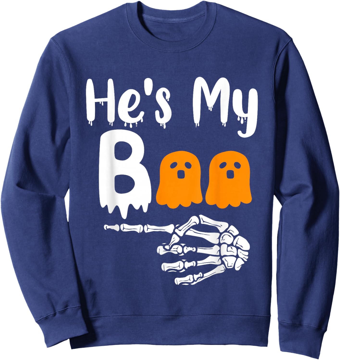 She's My Boo Matching Halloween Pajama Couples He's My Boo Sweatshirt - Sweatshirt | Navy