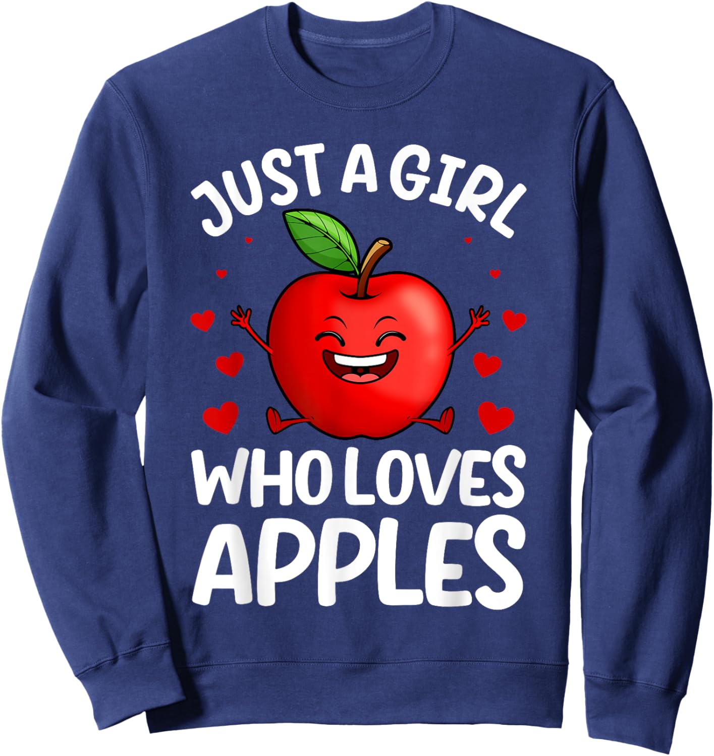 Funny Apple Art For Girls Kids Women Apple Fruit Lover Apple Sweatshirt - Sweatshirt | Navy