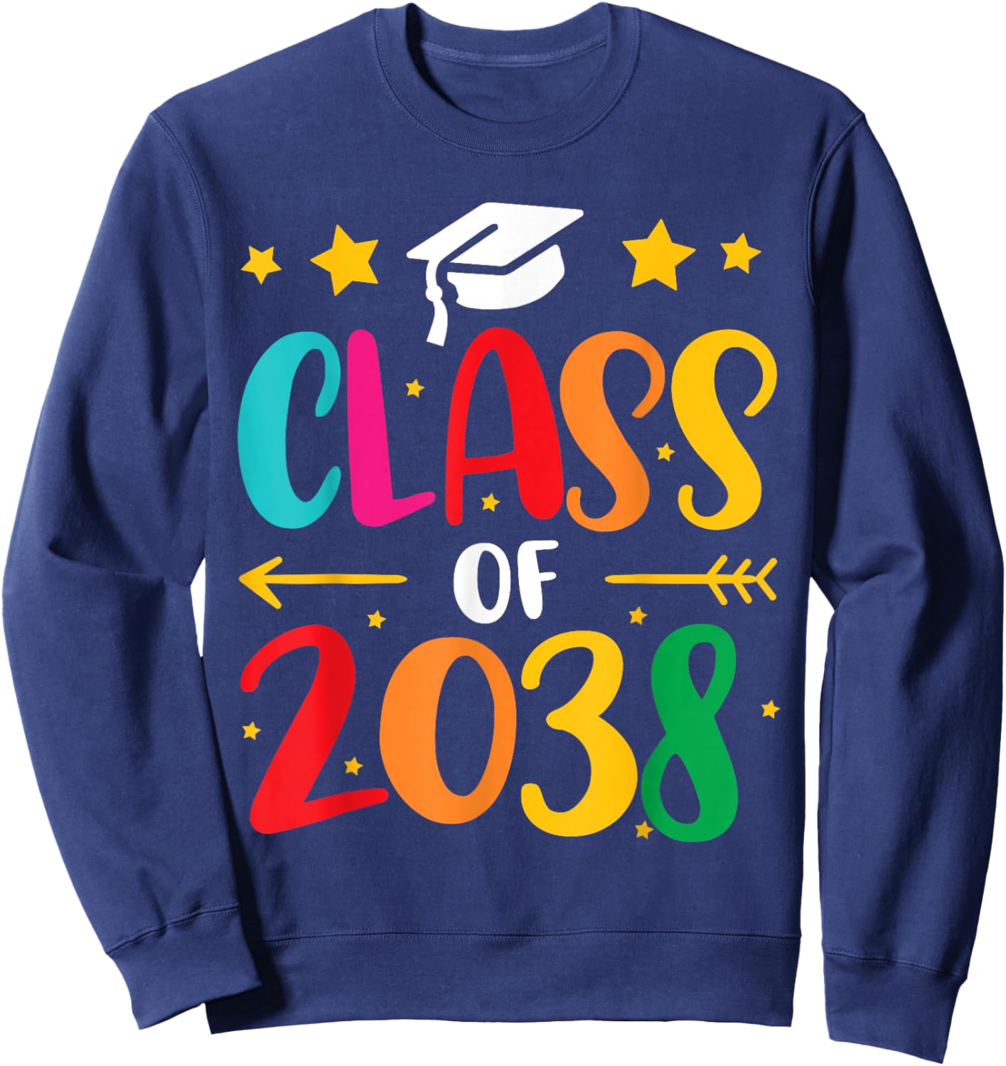 Kindergarten Class of 2038 First Day School Graduation Girls Sweatshirt - Sweatshirt | Navy