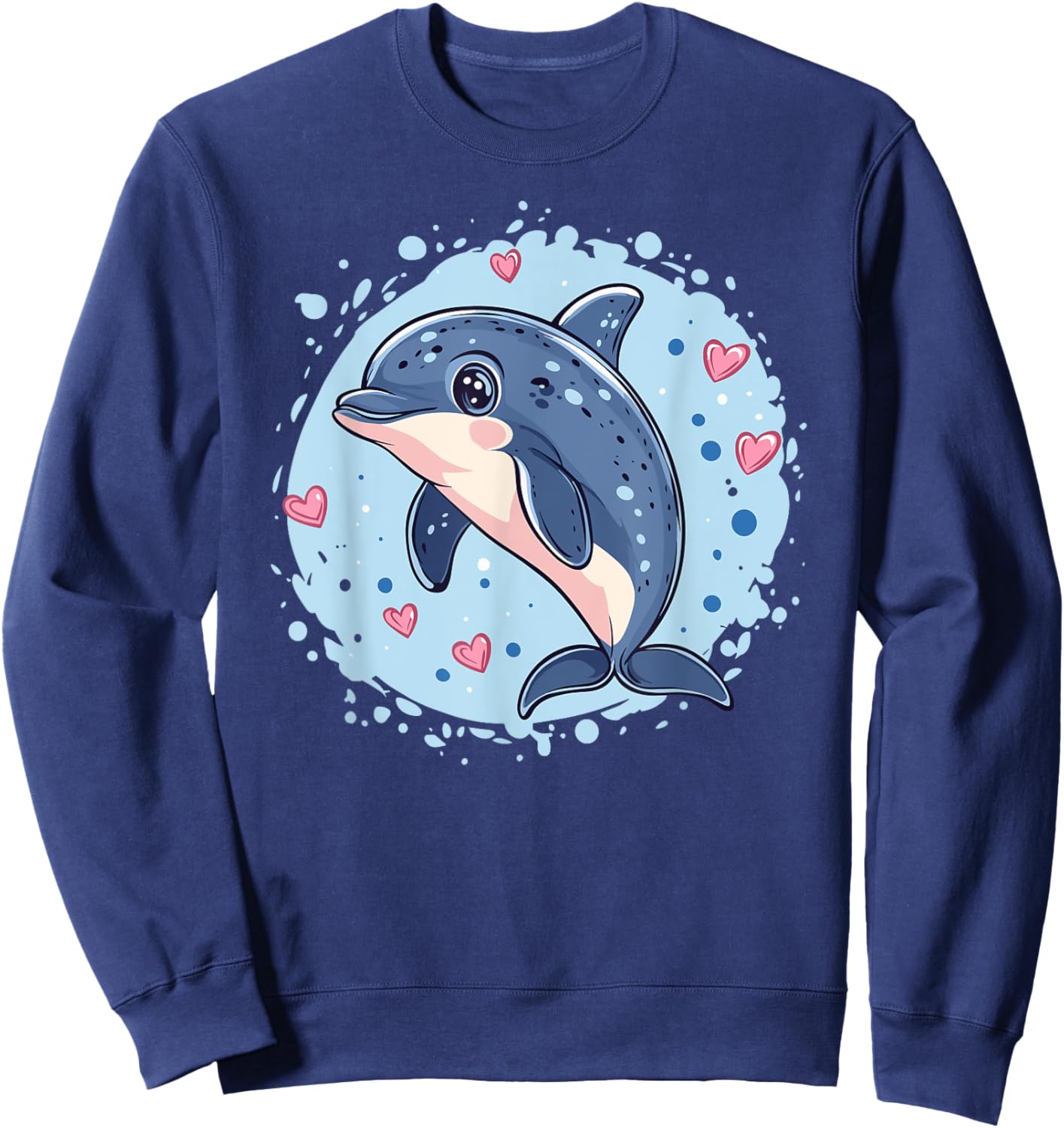 Joli dauphin entouré de cœurs Sweatshirt - Sweatshirt | Navy