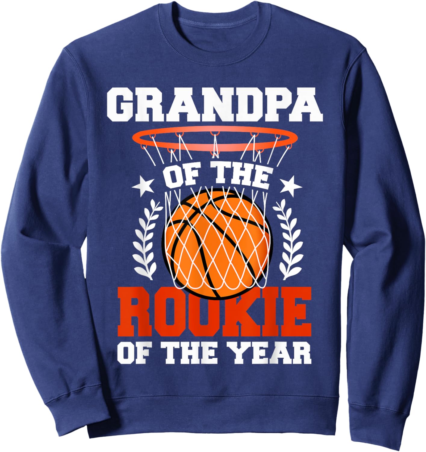 Grandpa Of Rookie 1st Basketball Birthday Theme Matching Sweatshirt - Sweatshirt | Navy