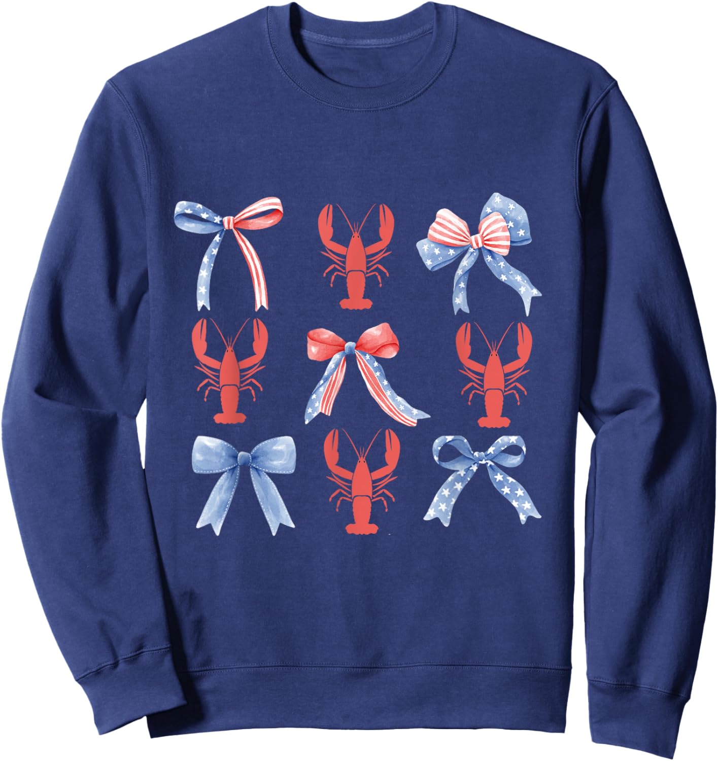 Pink Bows Cute Coquette Crawfish y2k Clean Girl Aesthetic Sweatshirt - Sweatshirt | Navy