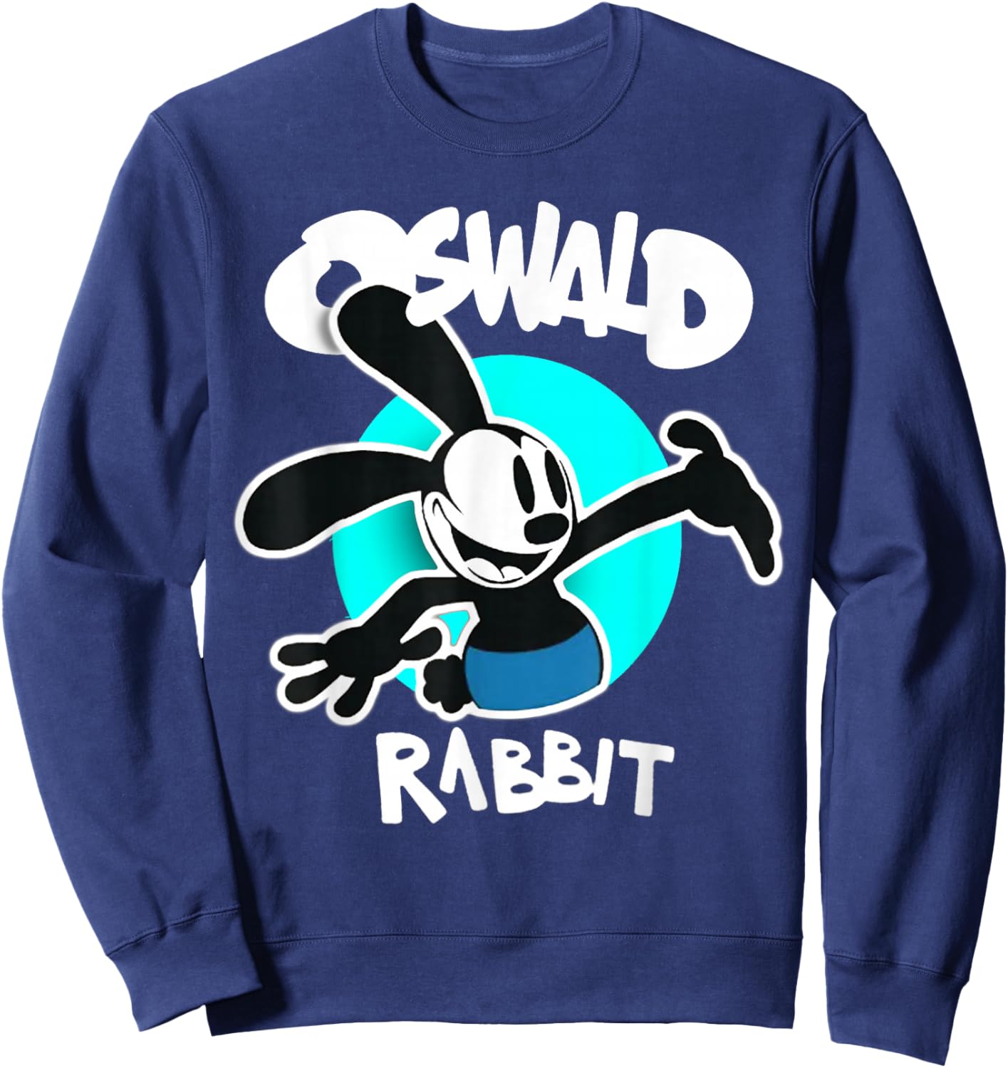 Oswald Rabbit Vintage Cartoon Bunny Happy Teal Sweatshirt - Sweatshirt | Navy