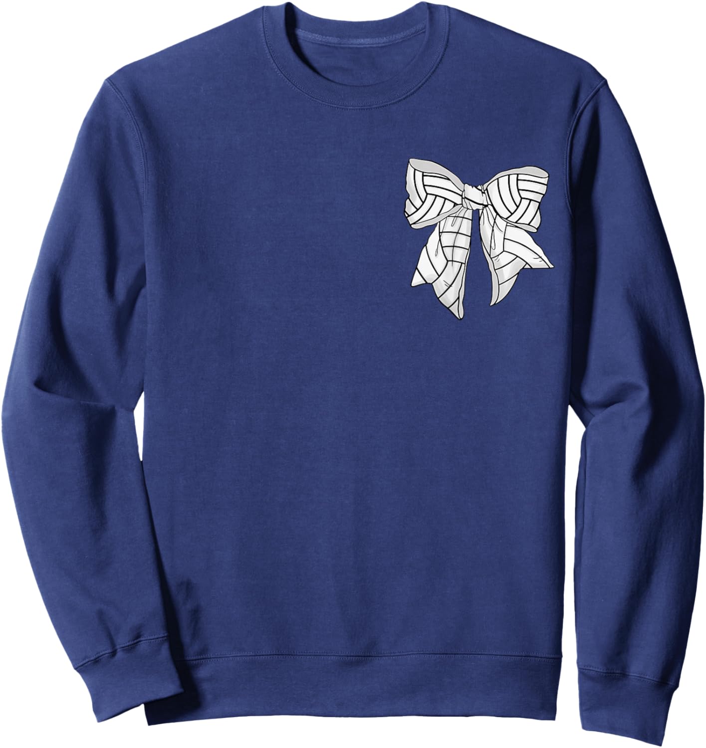 Volleyball Bow Game Day Coquette Women Front and Back Print Sweatshirt - Sweatshirt | Navy