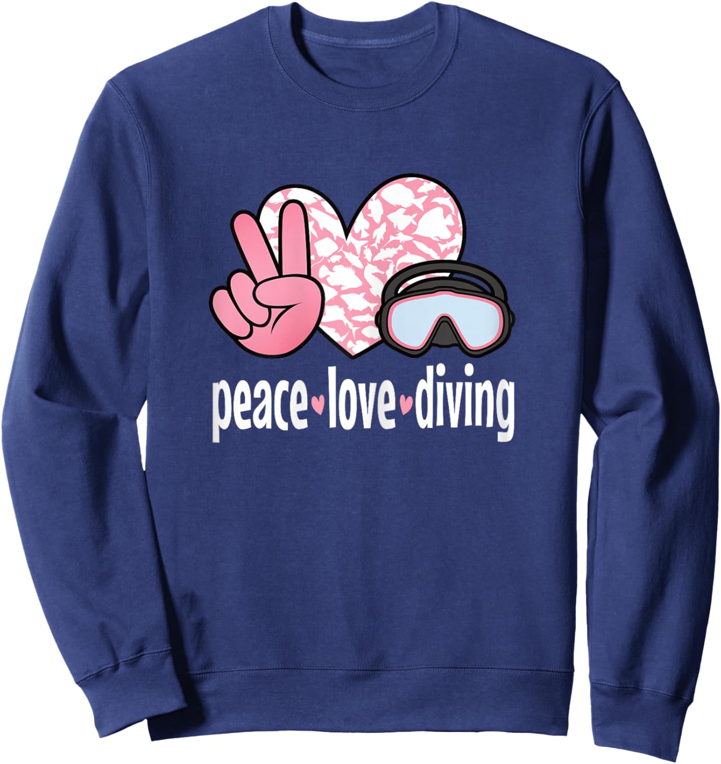 Cute Peace Love Diving Scuba Diver Dive Women Sweatshirt - Sweatshirt | Navy