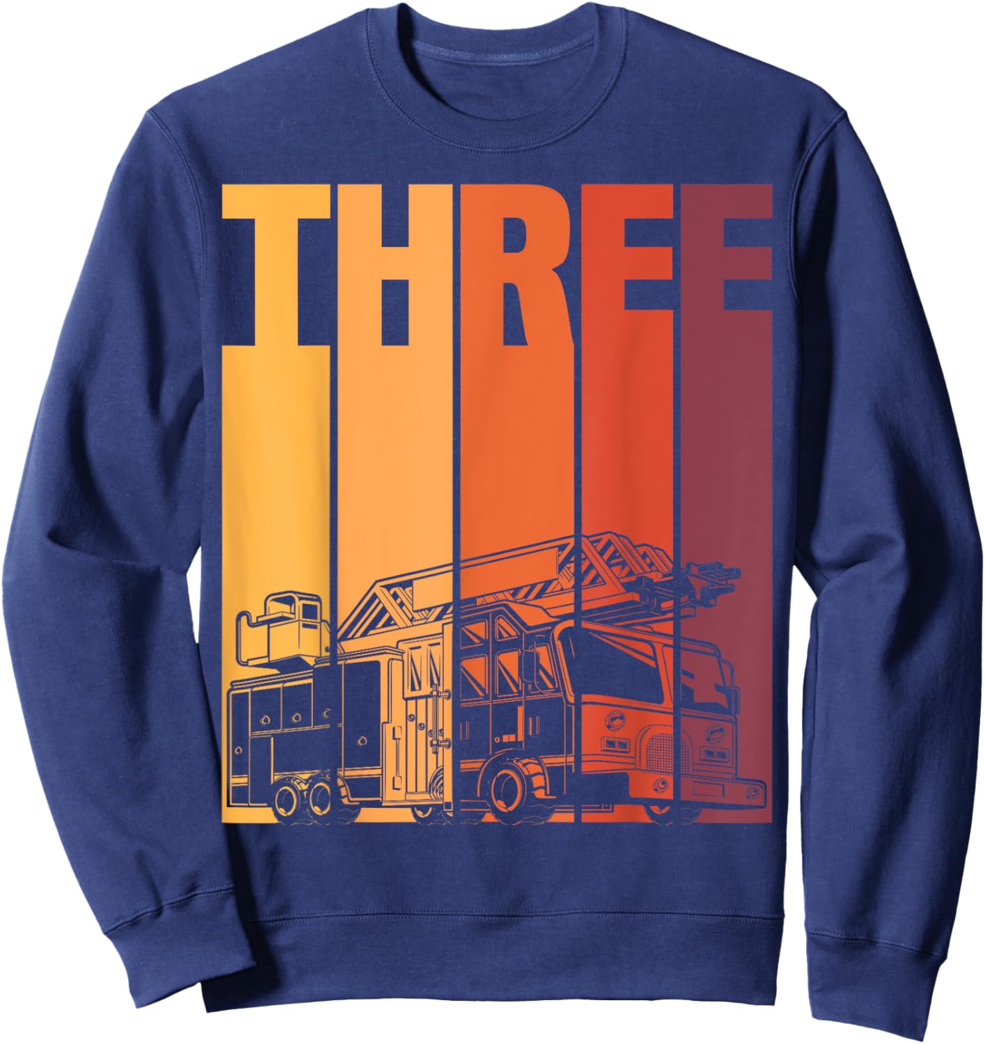 3 Year Old Firefighter Kids Fire Truck 3rd Birthday Boy Sweatshirt - Sweatshirt | Navy