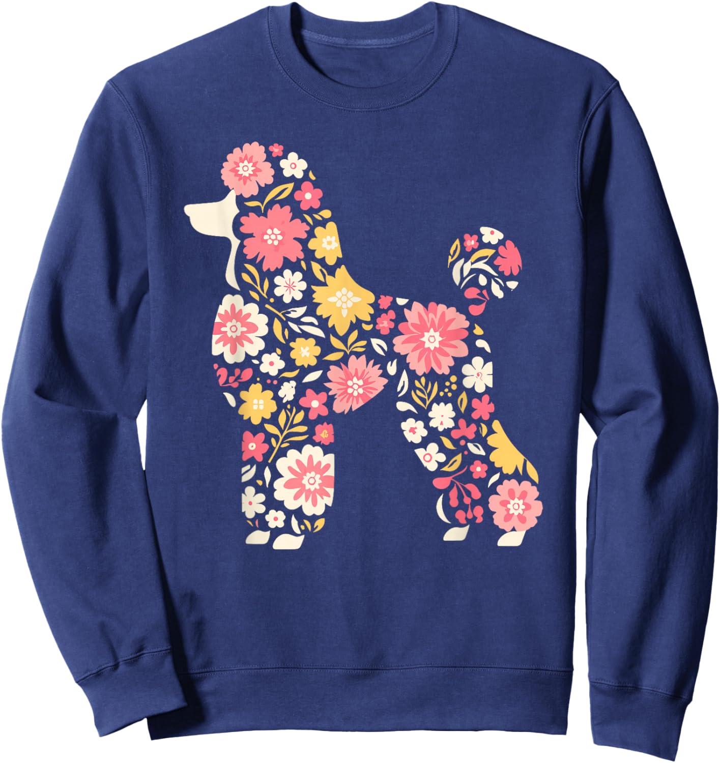 Funny Floral Flower Poodle Mom Grandma Mothers Day Sweatshirt - Sweatshirt | Navy