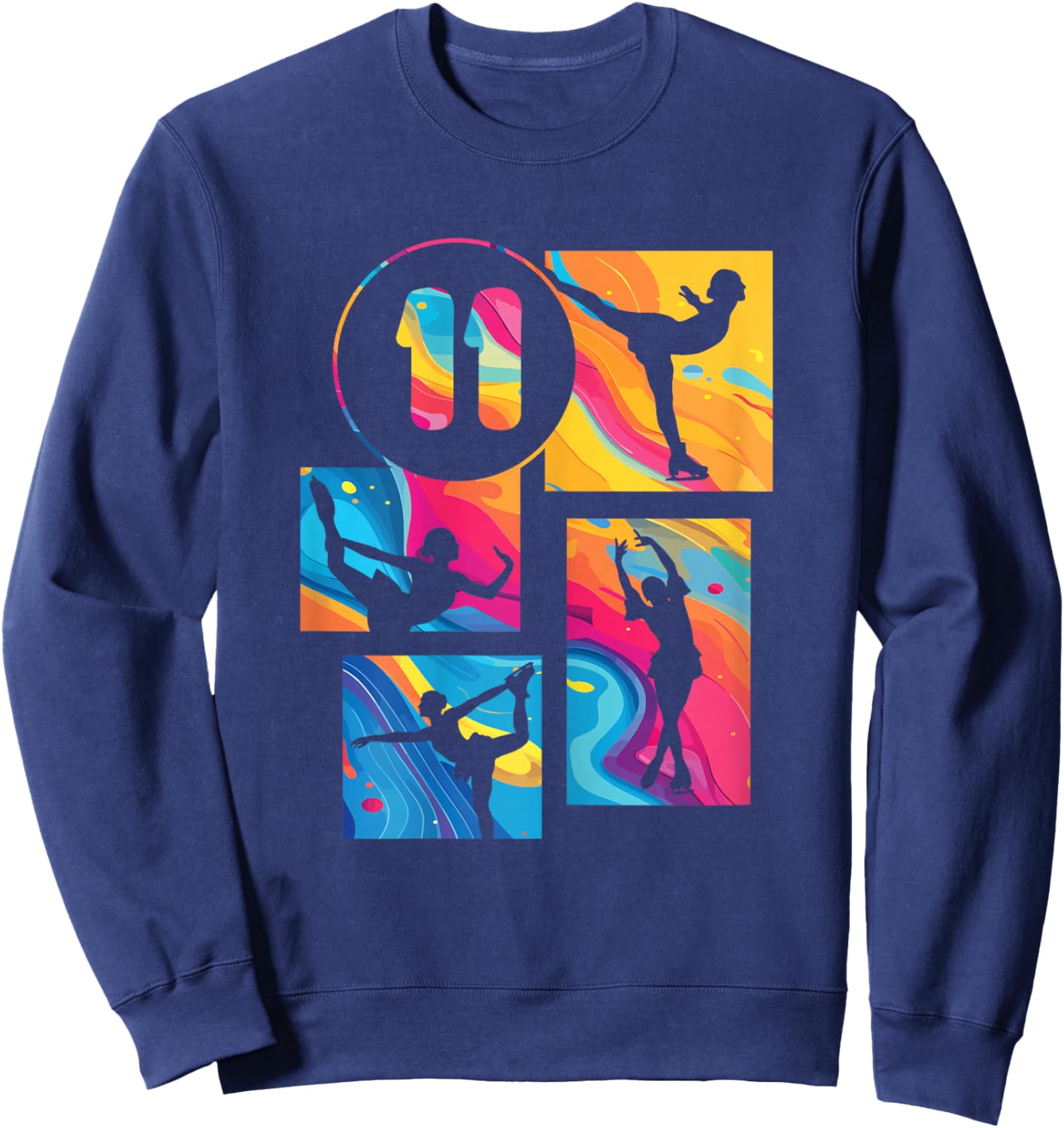 11th Birthday Girl Figue Skating Ice Skating 11 Years Old Sweatshirt - Sweatshirt | Navy