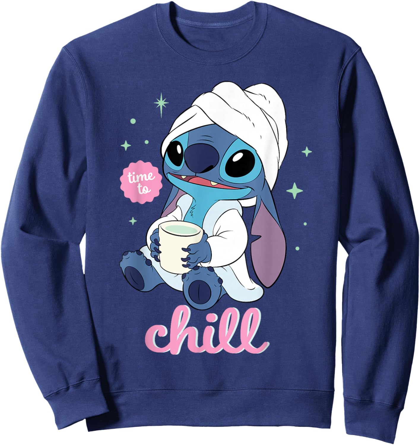 Disney Stitch Time to Chill Bathrobe Relaxation Self-Care Sweatshirt - Sweatshirt | Navy