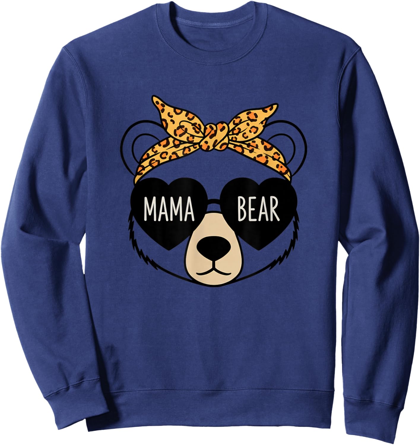 Grandparent Mama Bear Leopard Bandana Heart Sunglasses - Fun Sweatshirt - Sweatshirt | Navy