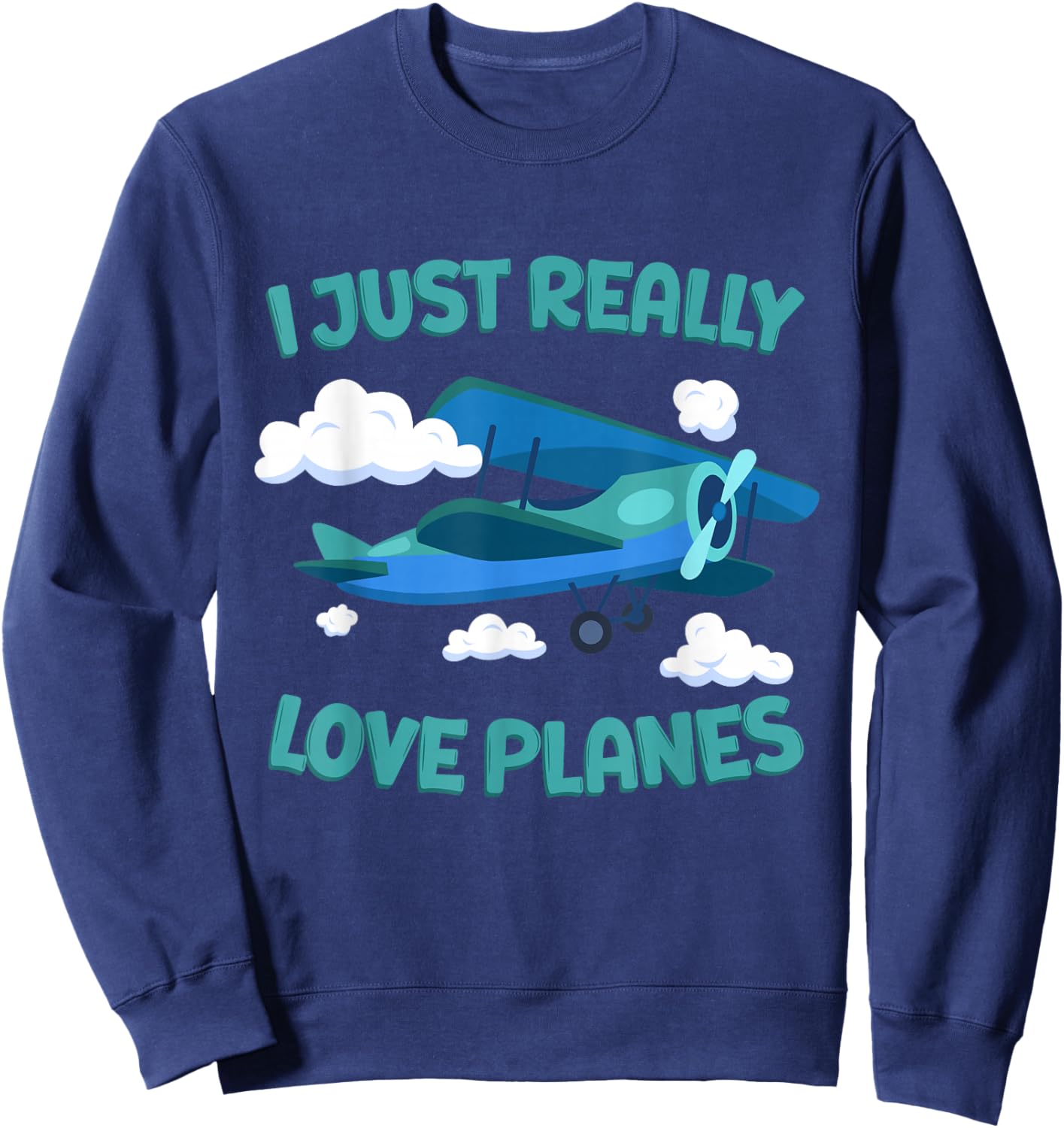 Airplane Lover Kids I Just Really Love Planes Sweatshirt - Sweatshirt | Navy