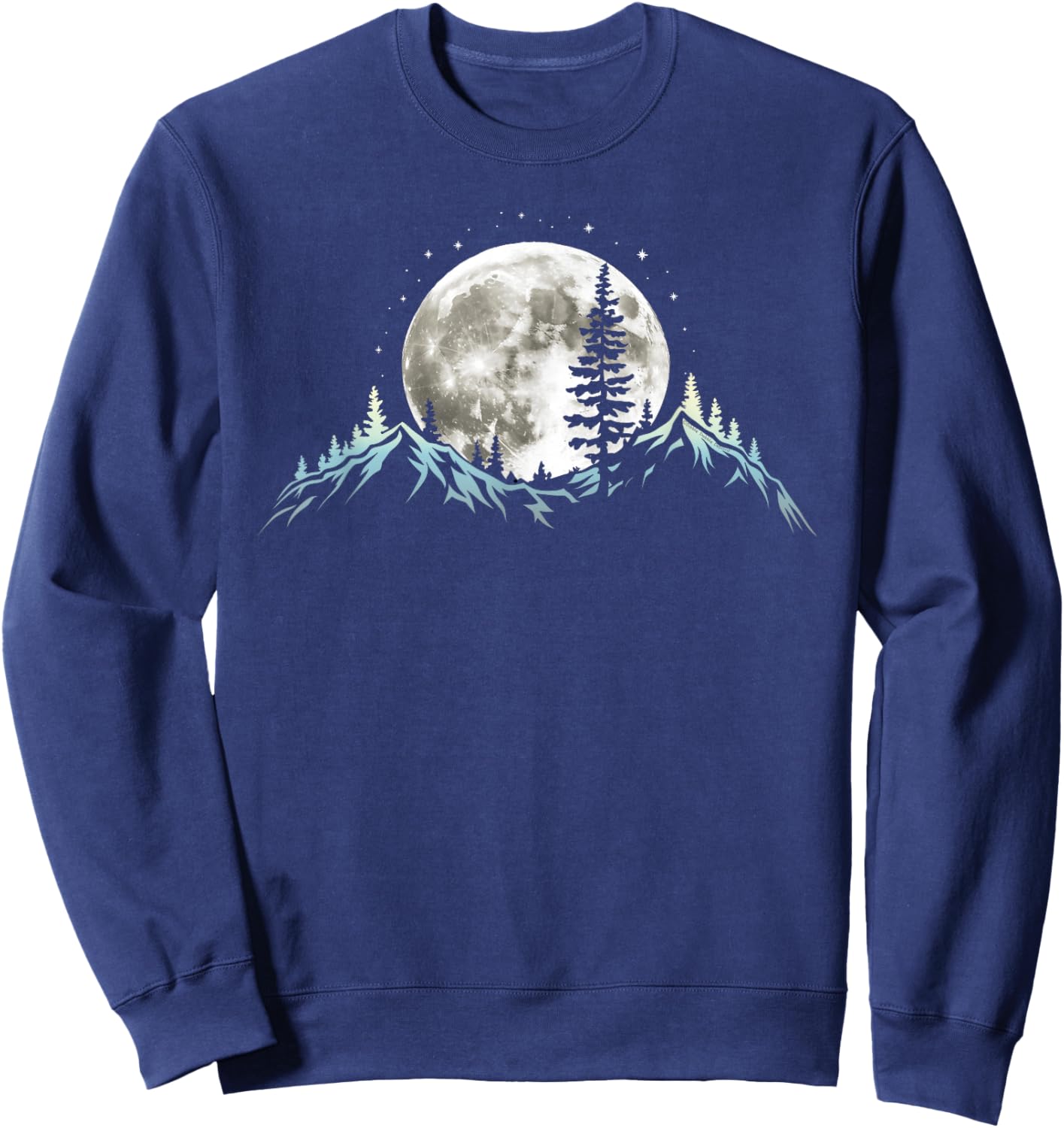 Full Moon Trees Nature Mountains Adventure Outdoor Forest Sweatshirt - Sweatshirt | Navy