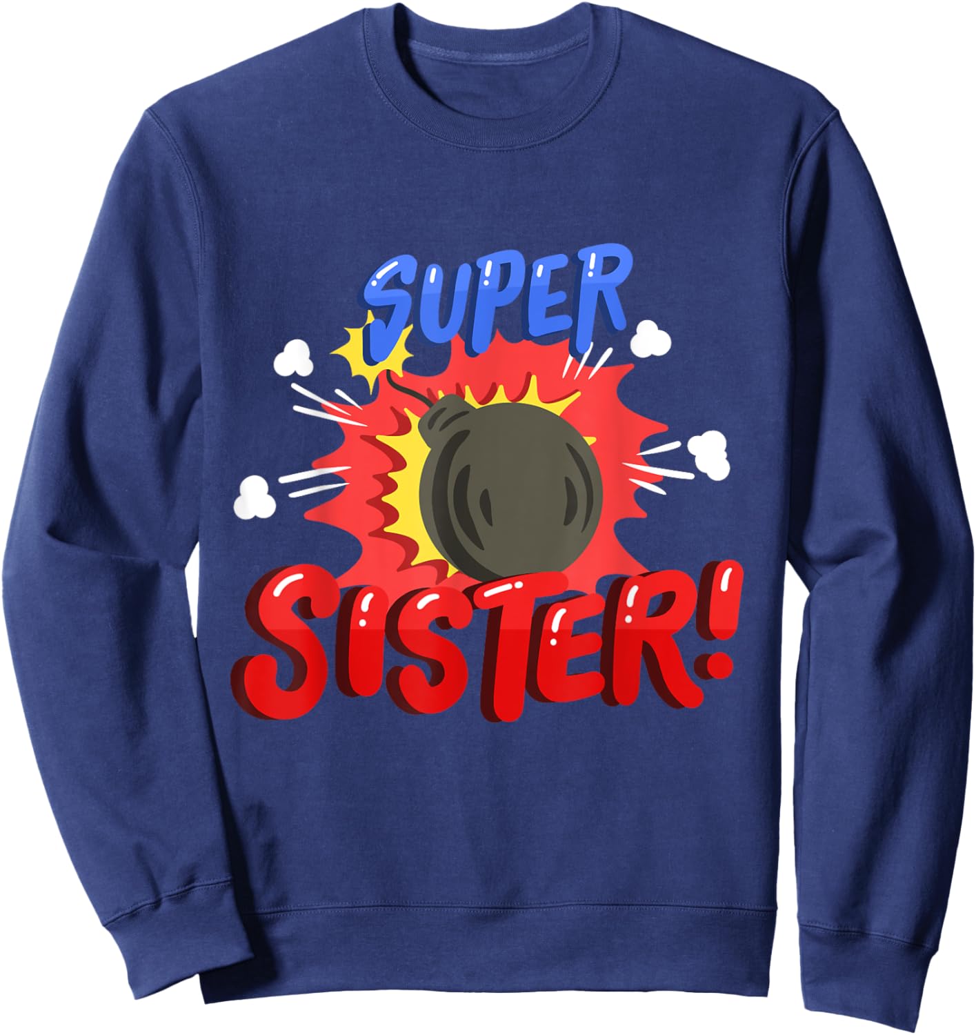 Sister Superhero Comic Birthday Party Family Matching Sweatshirt - Sweatshirt | Navy