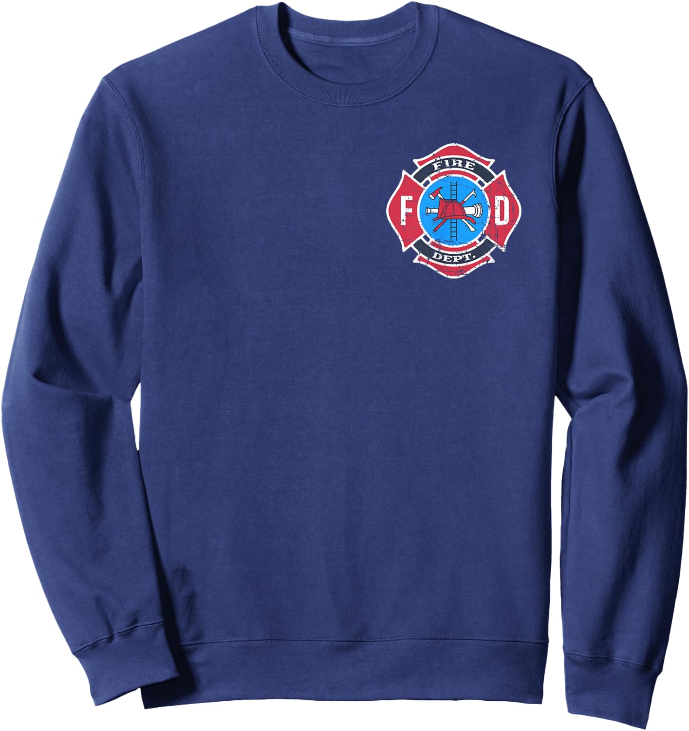 Retro Fire Department Logo Uniform Fireman Firefighter Art Sweatshirt - Sweatshirt | Navy
