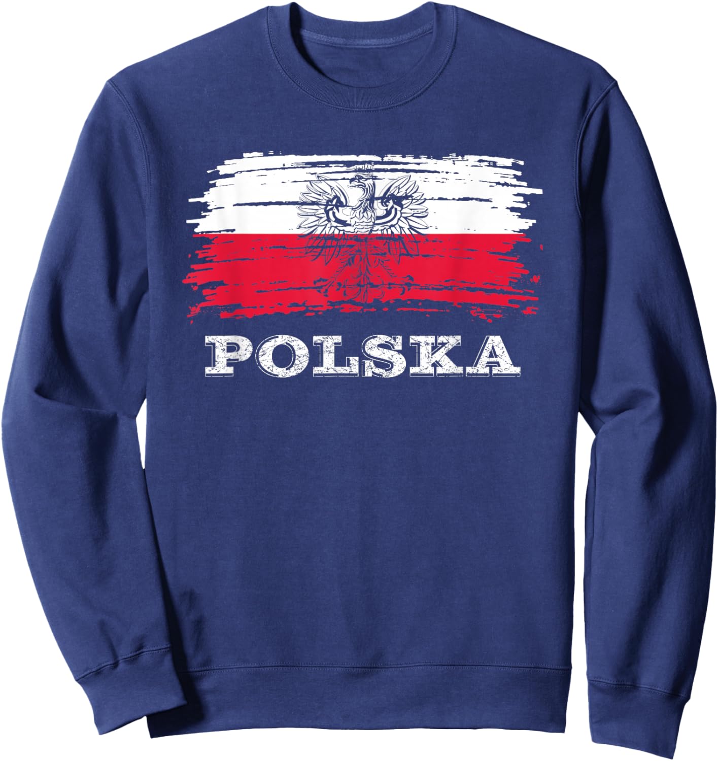 Polish Gifts, Polish Pride, Polish Flag with Eagle Polska Sweatshirt - Sweatshirt | Navy