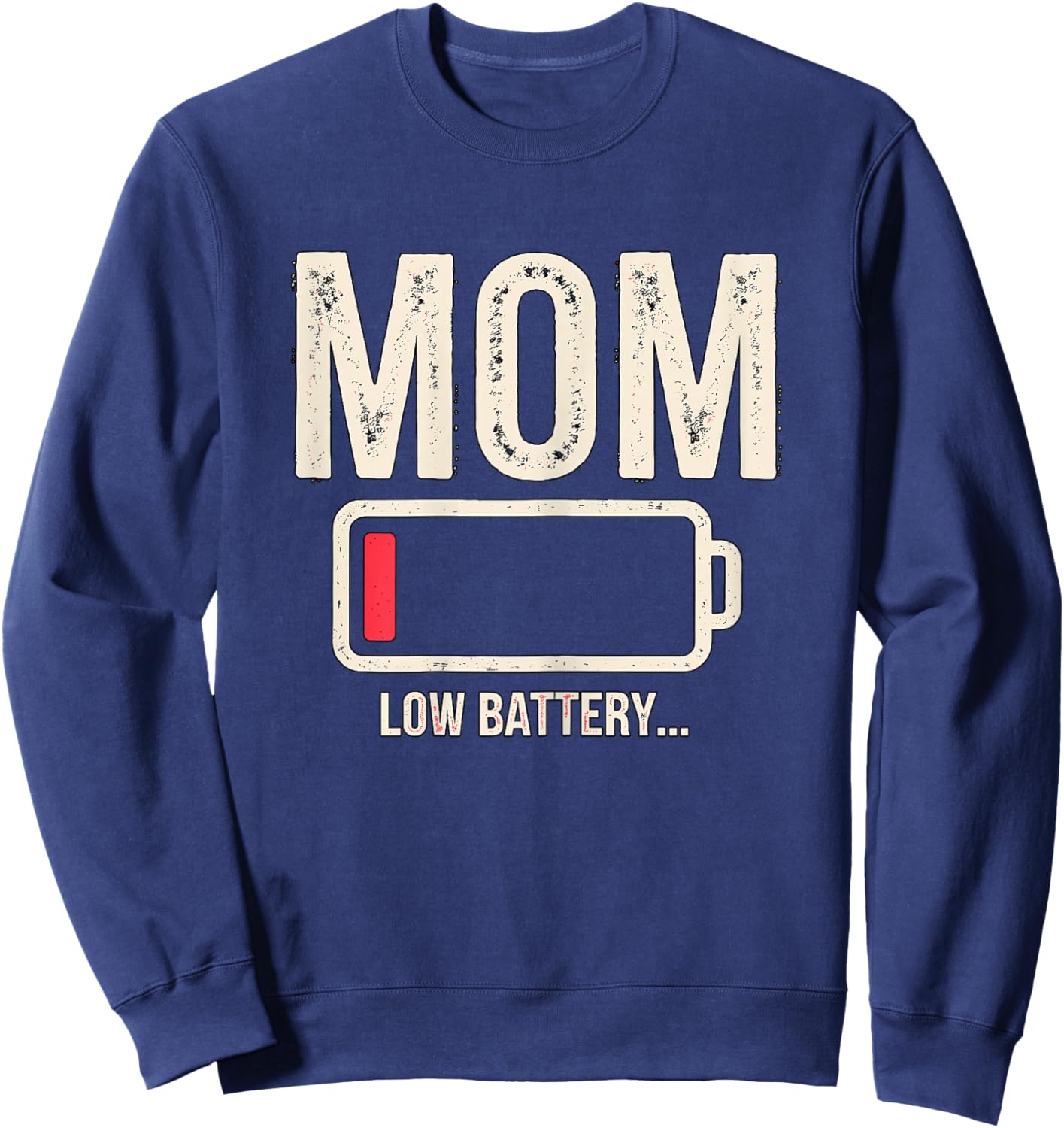 Magical and Funny Mothers Day Gifts Mom Low Battery Black X-Small Modern Short Sleeve Sweatshirt - Sweatshirt | Navy