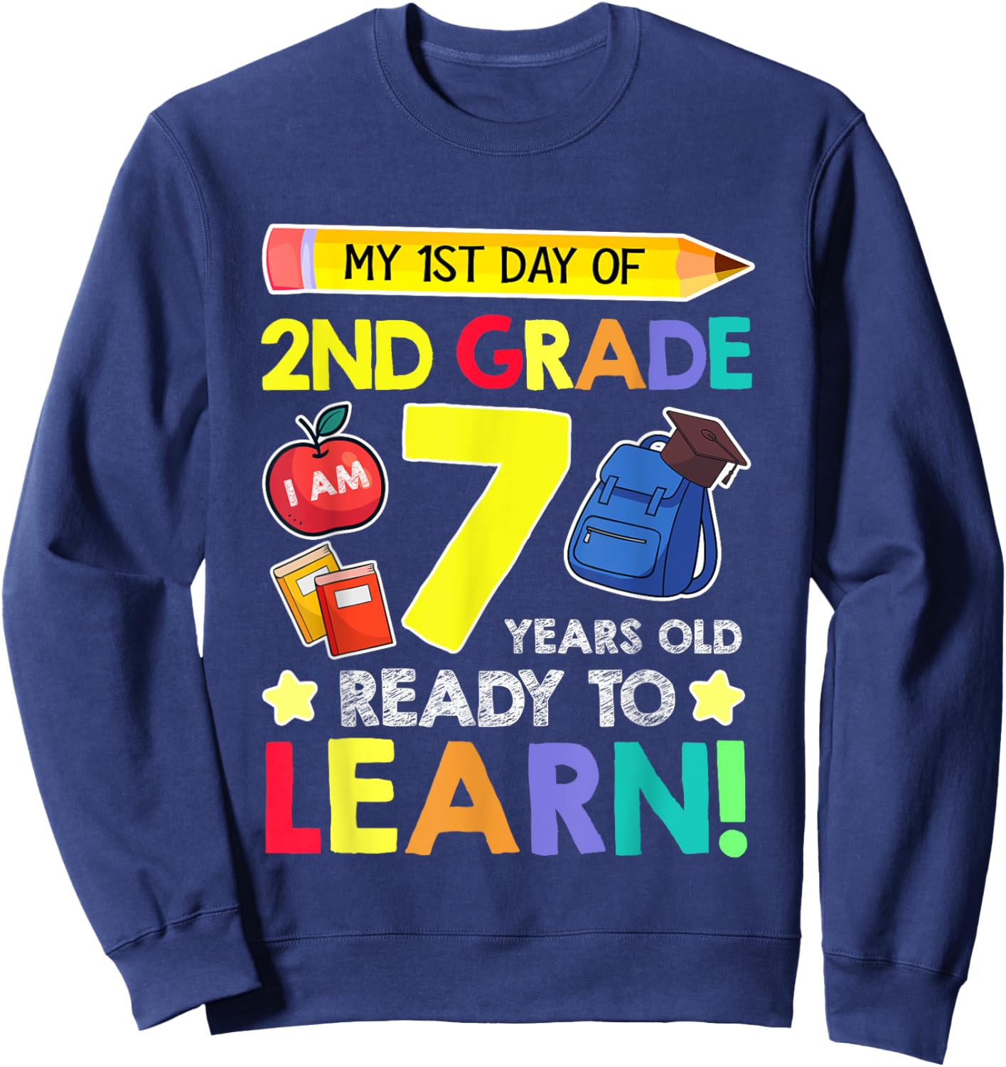 2nd Grade Back to First Day of School Gifts Boys Girls Sweatshirt - Sweatshirt | Navy