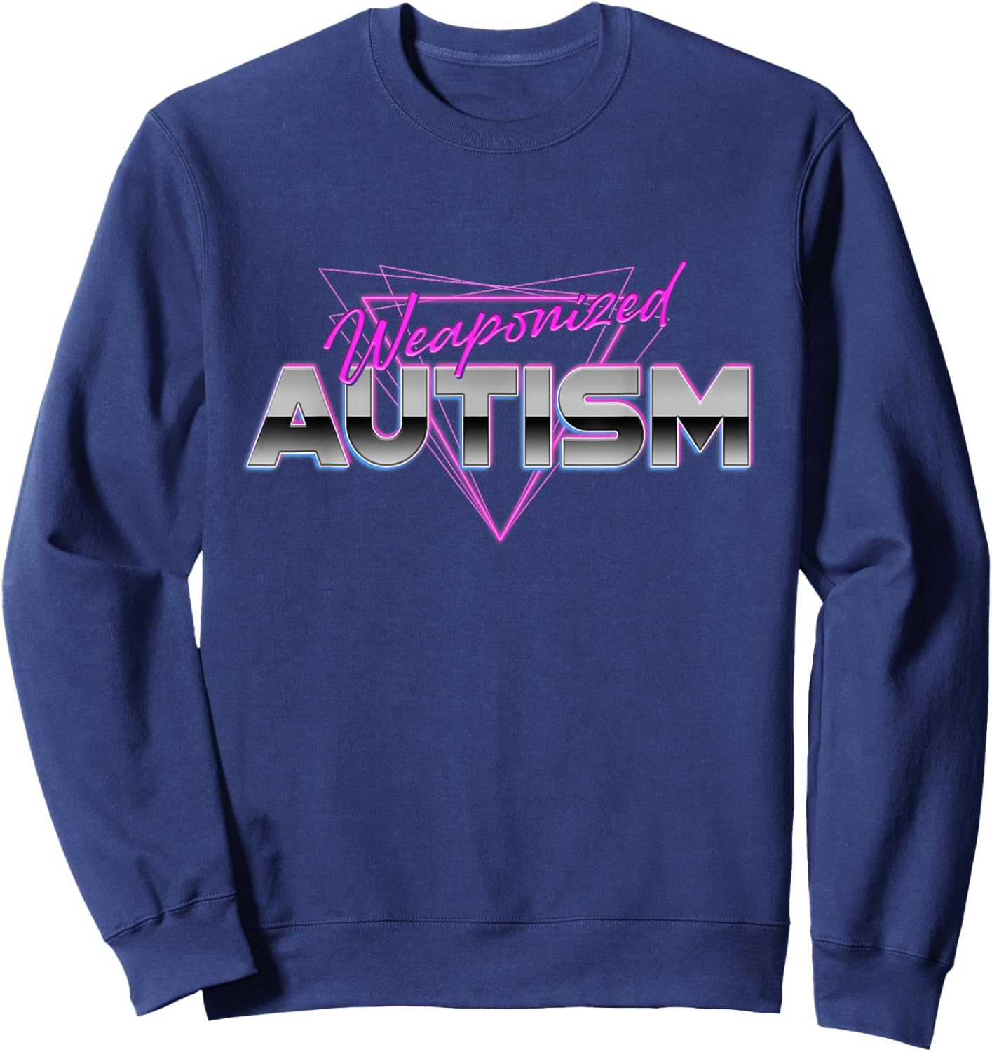 Vintage Arcade Retro Wave Weaponized Autism Awareness Month Sweatshirt - Sweatshirt | Navy
