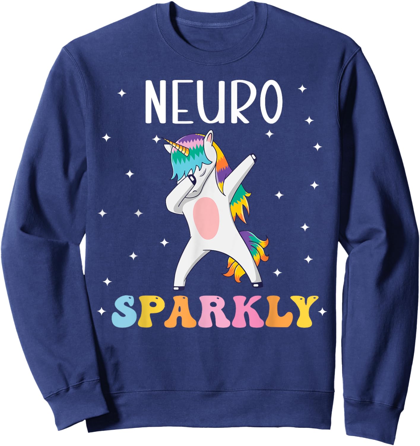 Neuro Sparkly NeuroDiversity Unicorn ADHD Awareness Kids Sweatshirt - Sweatshirt | Navy